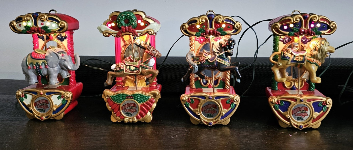 Mr. Christmas - 1992 VTG Mr. Christmas Holiday Carousel 9 Piece Circus Animals | Christmas Decoration - Electronic Carousel - Steady Bunny Shop