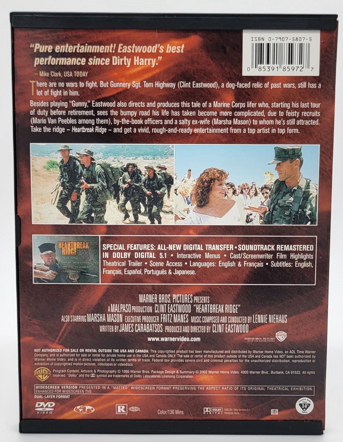Warner Brothers - Clint Eastwood - Heartbreak Ridge | DVD | Clint Eastwood Collection - DVD - Steady Bunny Shop