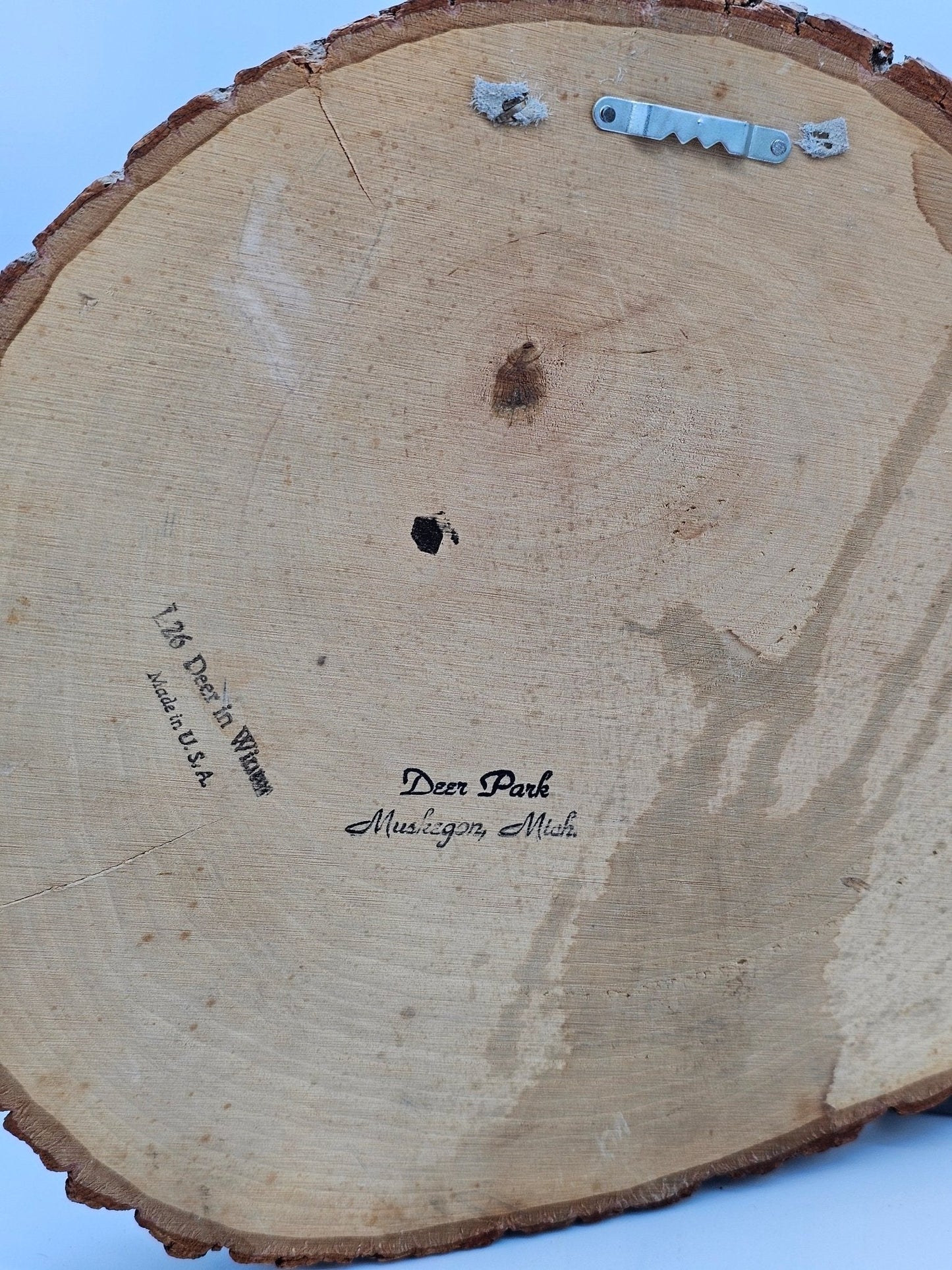 Deer Park - Deer Park Muskegon, Mich | Vintage Deer Tree Slice Art | L26 Deer In Winter - Tree Slice Art - Steady Bunny Shop
