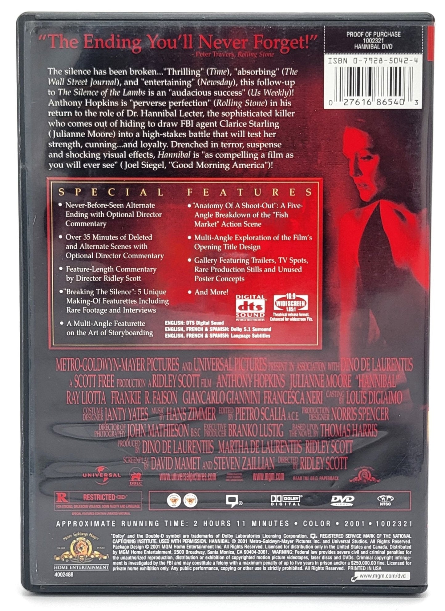  MGM Home Entertainment - Hannibal | DVD | Special Edition - 2 Disc Set - DVD - Steady Bunny Shop