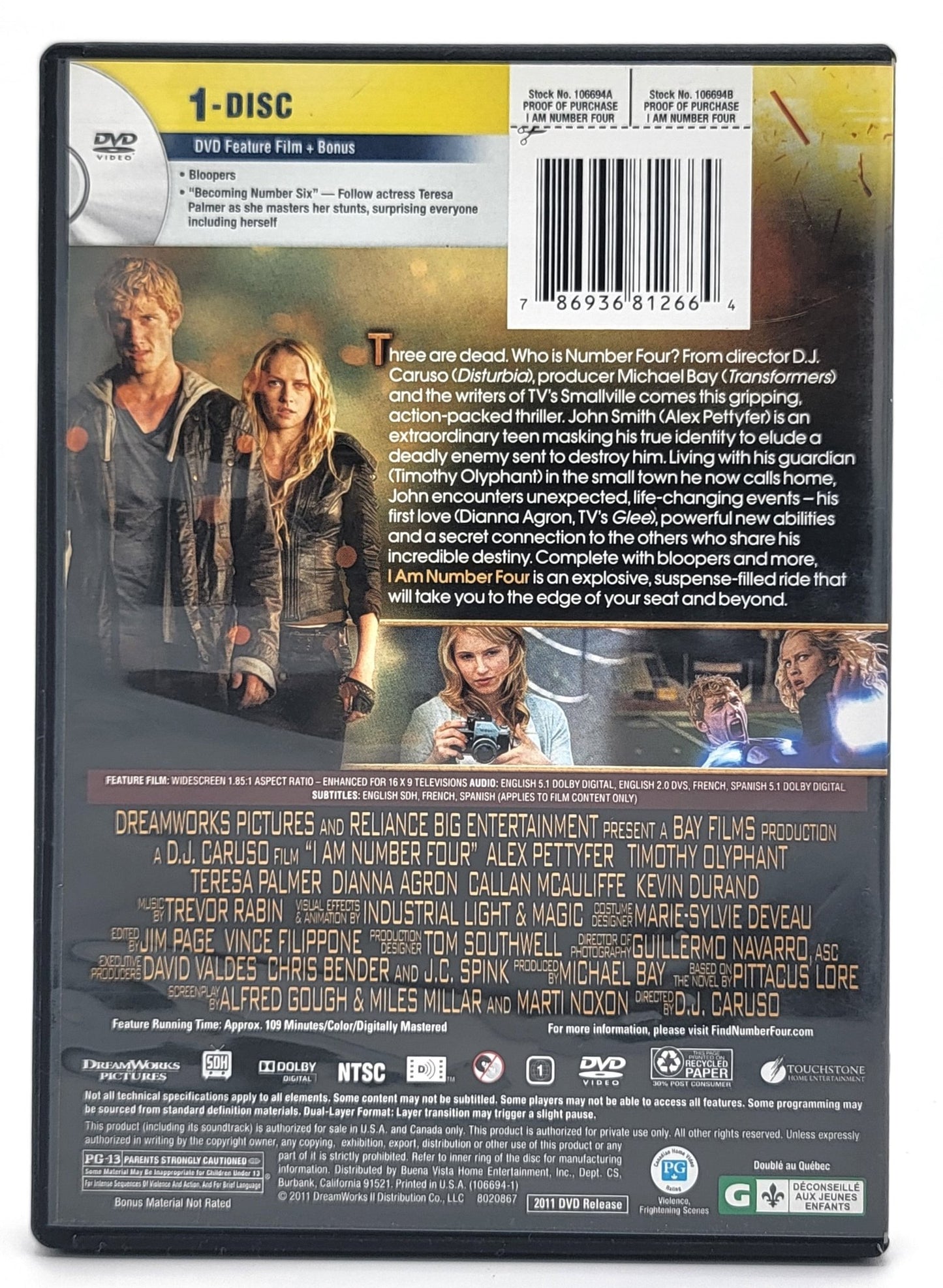 Dream Works - I Am Number Four | DVD | Widescreen - DVD - Steady Bunny Shop