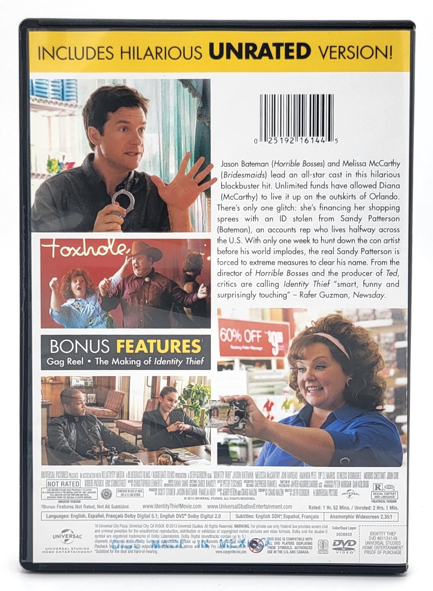 Universal Pictures Home Entertainment - Identity Thief | DVD | Unrated Edition - Widescreen - DVD - Steady Bunny Shop