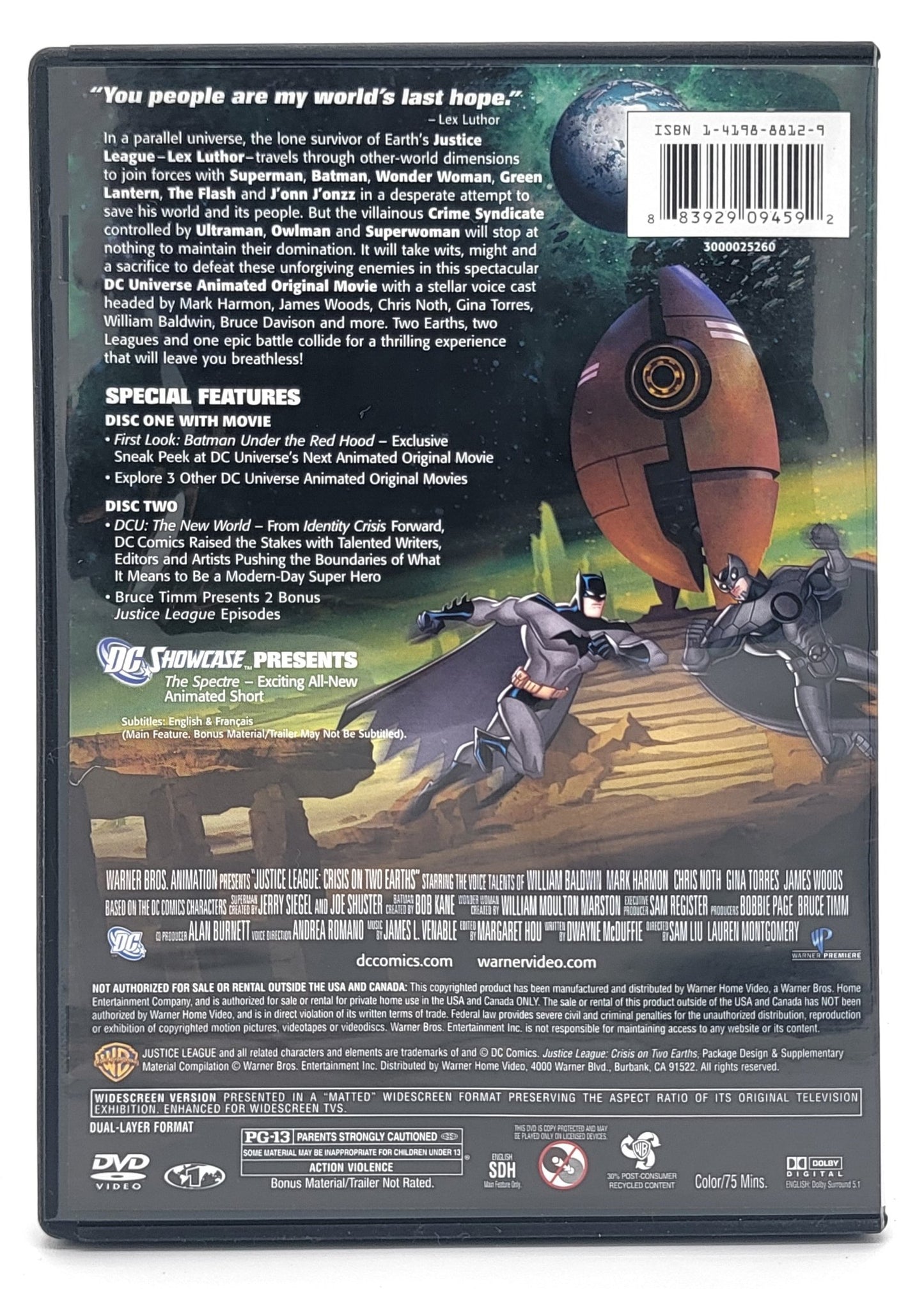 Warner Brother - Justice League - Crisis On Two Earths | 2 Disc Special Edition | DVD Includes Exclusive Short " The Spectre" - DVD - Steady Bunny Shop