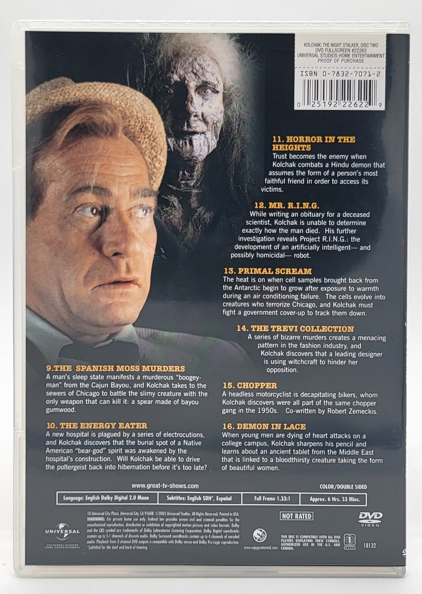 Universal Studios Home Entertainment - Kolchak - The Night Stalker | DVD | Classic Television All 20 Original episodes 1974 -75 - DVD - Steady Bunny Shop