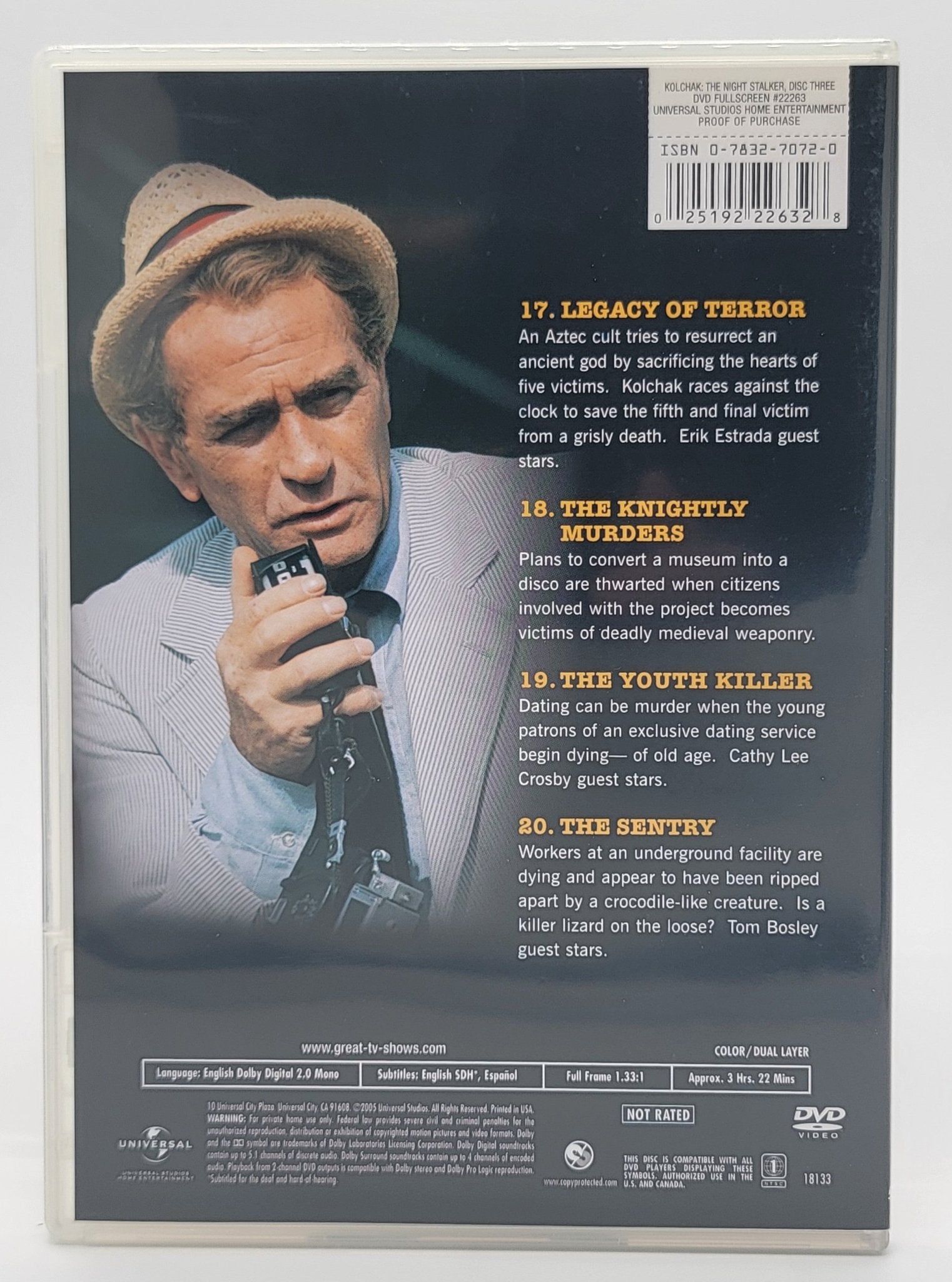 Universal Studios Home Entertainment - Kolchak - The Night Stalker | DVD | Classic Television All 20 Original episodes 1974 -75 - DVD - Steady Bunny Shop