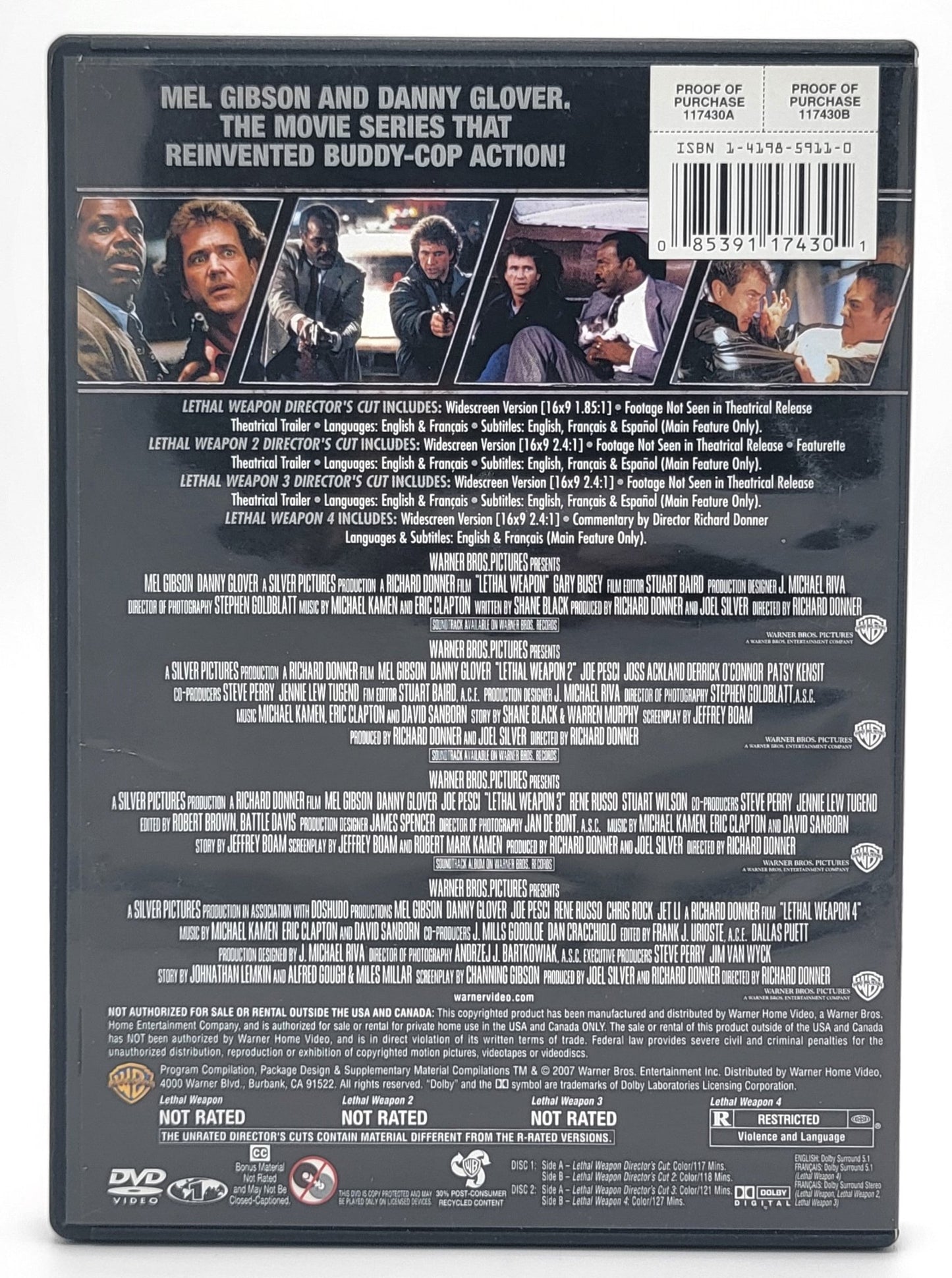 Warner Brothers - Lethal Weapon | 4 Film Favorites Lethal Weapon | DVD - 2 Disk Set - DVD - Steady Bunny Shop