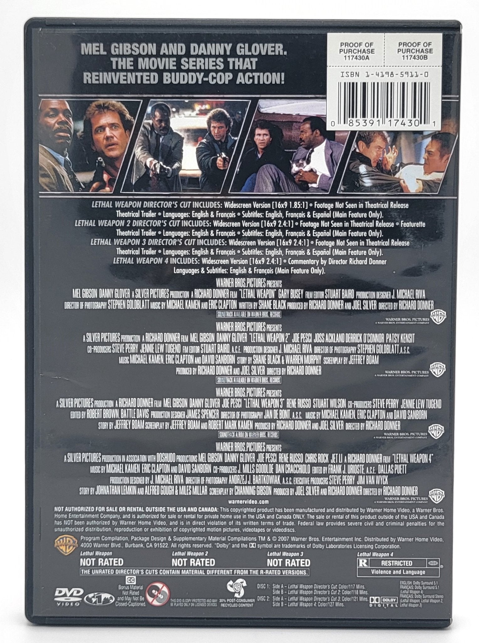 Warner Brothers - Lethal Weapon | 4 Film Favorites Lethal Weapon | DVD - 2 Disk Set - DVD - Steady Bunny Shop