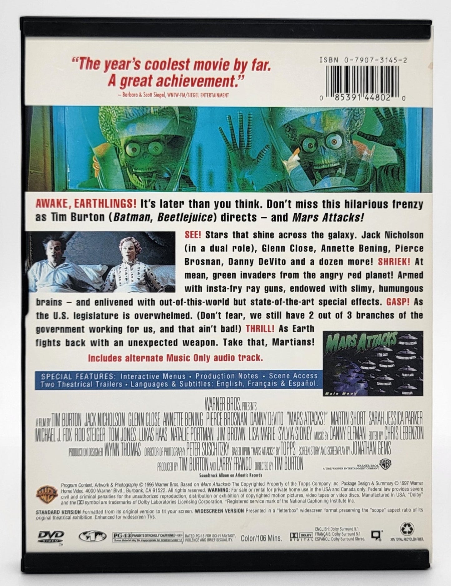 Warner Brothers - Mars Attacks | DVD | Widescreen & Fullscreen - DVD - Steady Bunny Shop