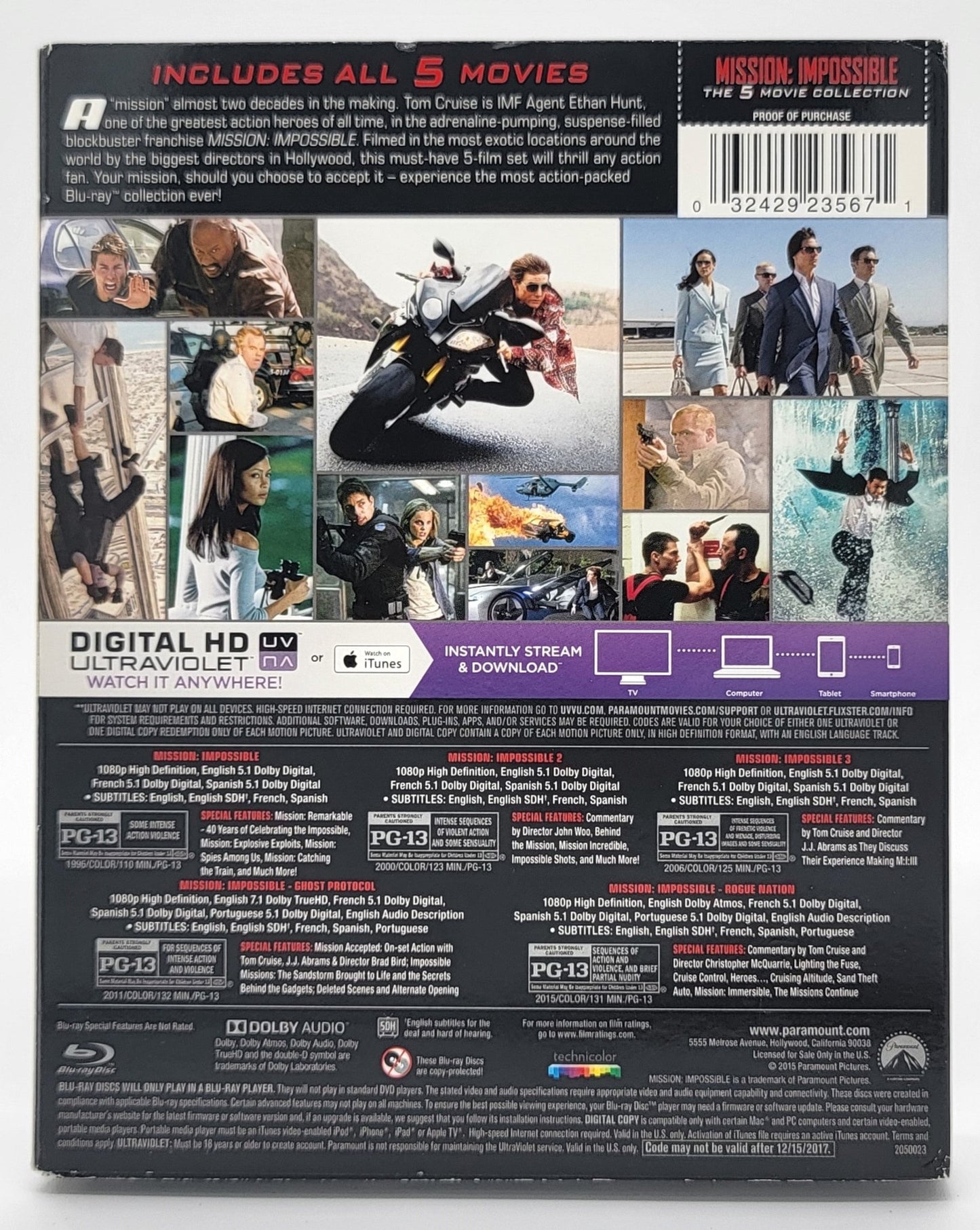 Paramount Home Entertainment - Mission Impossible - The 5 Movie Collection | Blu Ray - 5 Disc Set - Blu-ray - Steady Bunny Shop