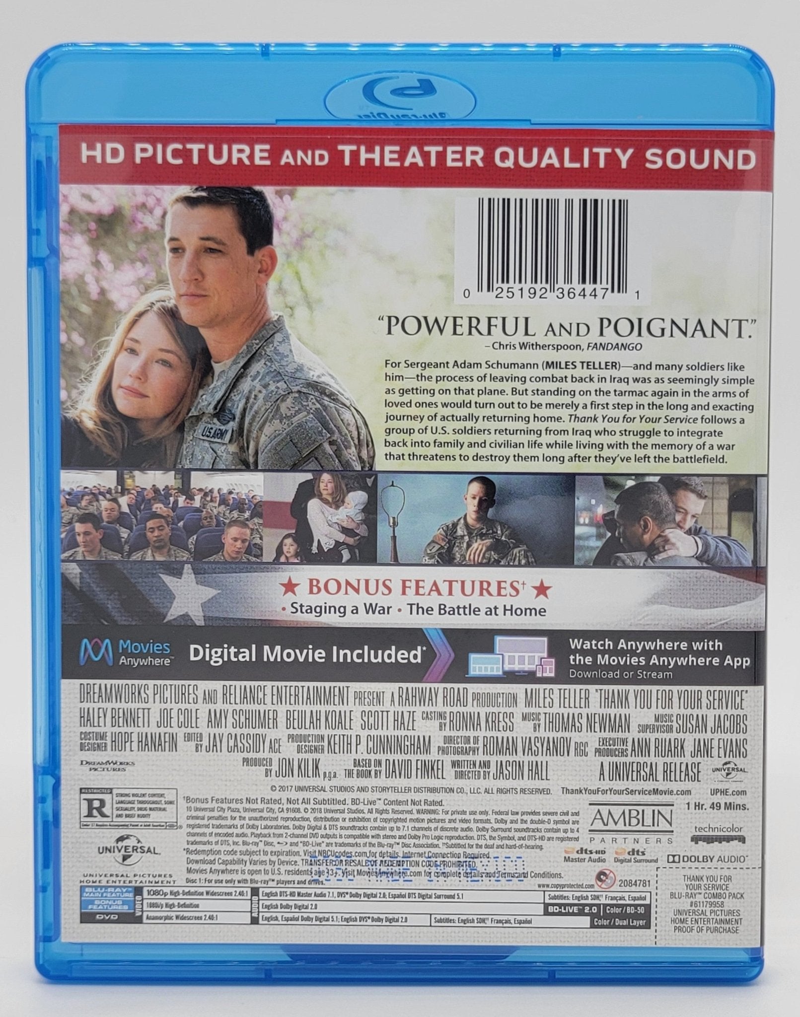  Universal Pictures Home Entertainment - Thank You For Your Service | Blu - Ray & DVD - No Digital - 2 Disc Set - DVD & Blu - ray - Steady Bunny Shop