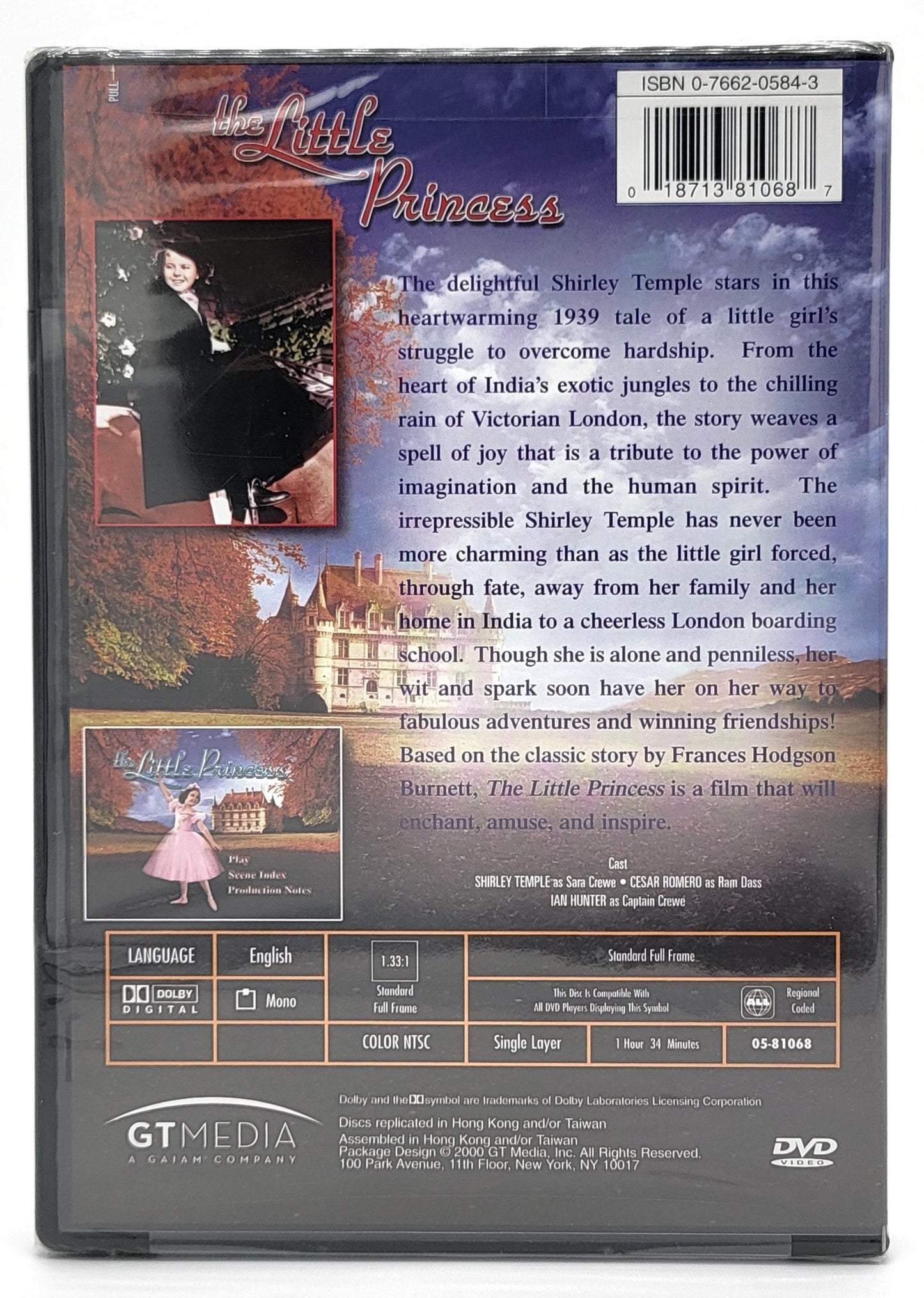 GT Media - The Little Princess 1939 | DVD | Shirley Temple - The Original Classic in Technicolor - Full Frame - DVD - Steady Bunny Shop