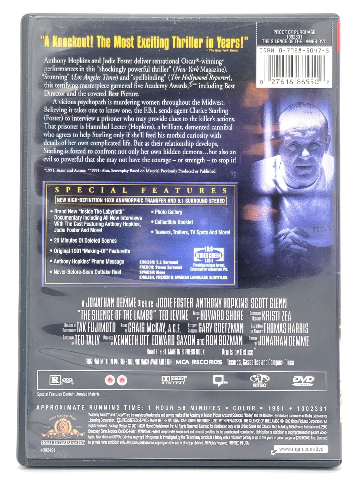  MGM Home Entertainment - The Silence of the Lambs | DVD | Special Edition - Widescreen - DVD - Steady Bunny Shop