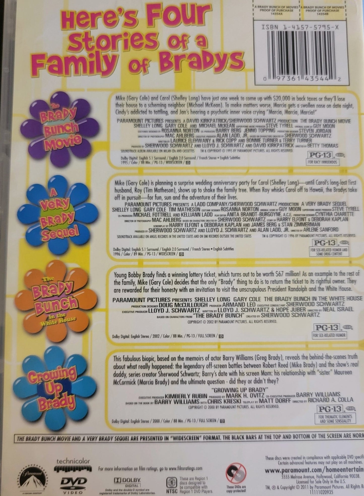 Paramount Pictures Home Entertainment - A Brady Bunch of Movies 4 Groovy Films | DVD | 4 Disk Set Widescreen & Fullscreen - DVD - Steady Bunny Shop