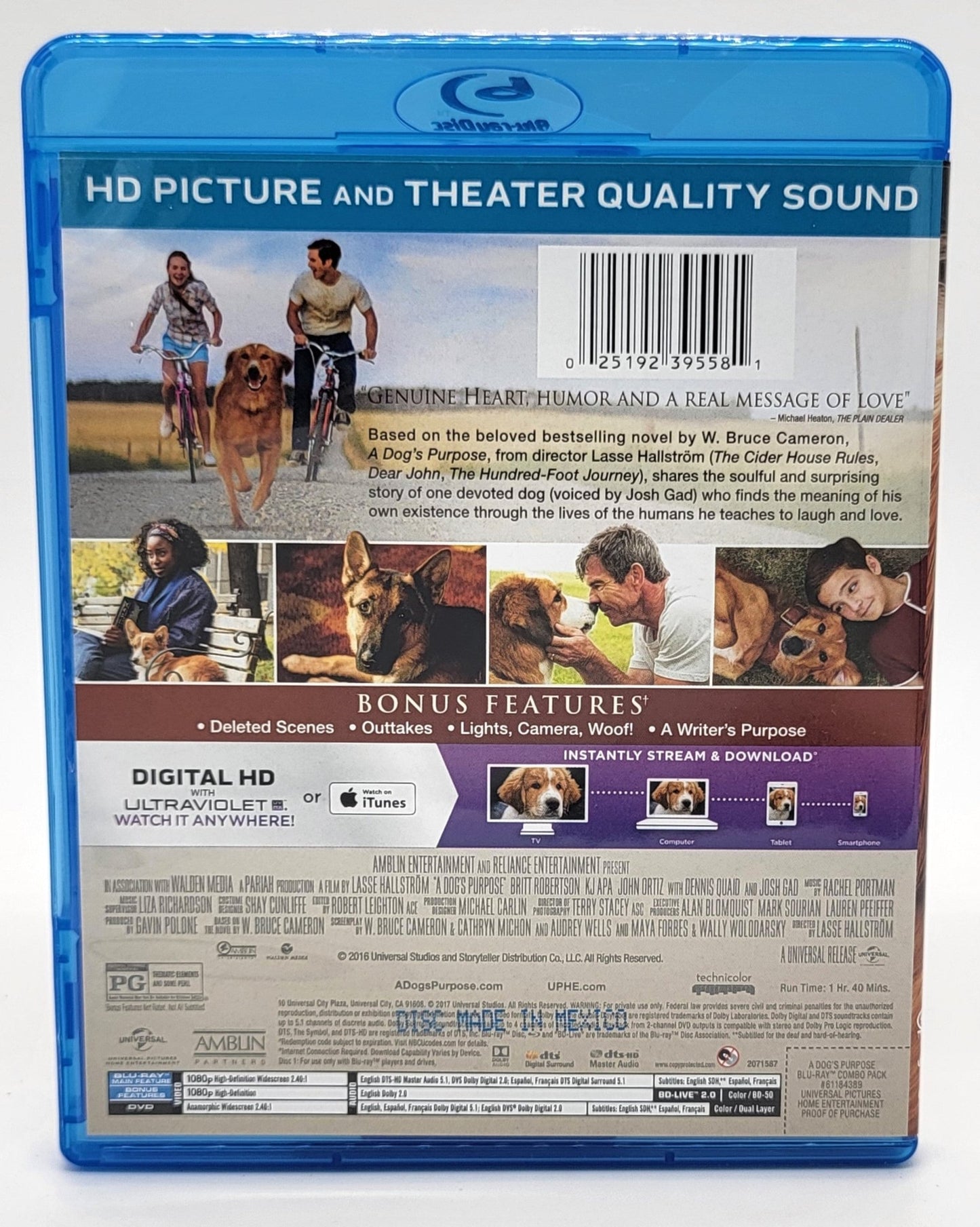  Universal Pictures Home Entertainment - A Dog's Purpose | Blu-ray & DVD | Widescreen - DVD & Blu-ray - Steady Bunny Shop