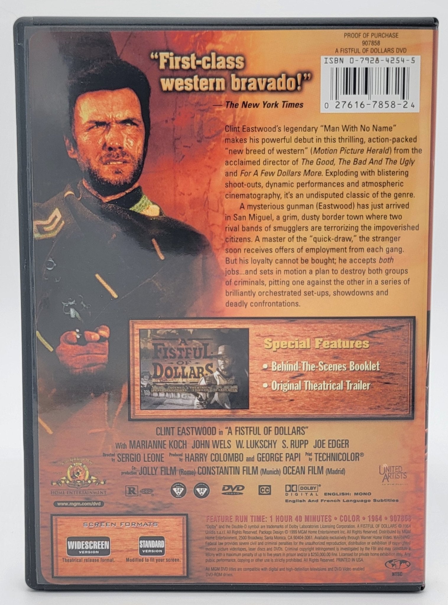 MGM - A Fistful of Dollars | DVD | Widescreen & Full Screen - DVD - Steady Bunny Shop