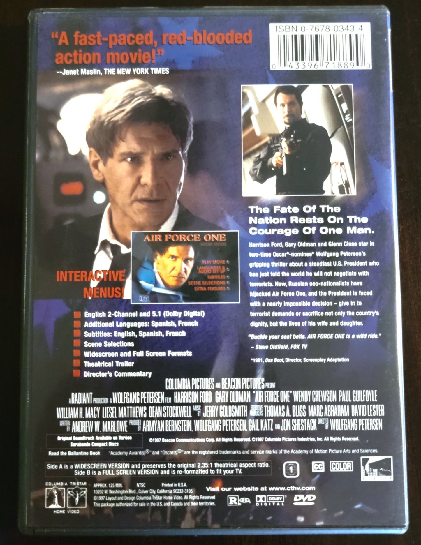 Sony Pictures Home Entertainment - Air Force One | DVD | Widescreen and Fullscreen - DVD - Steady Bunny Shop