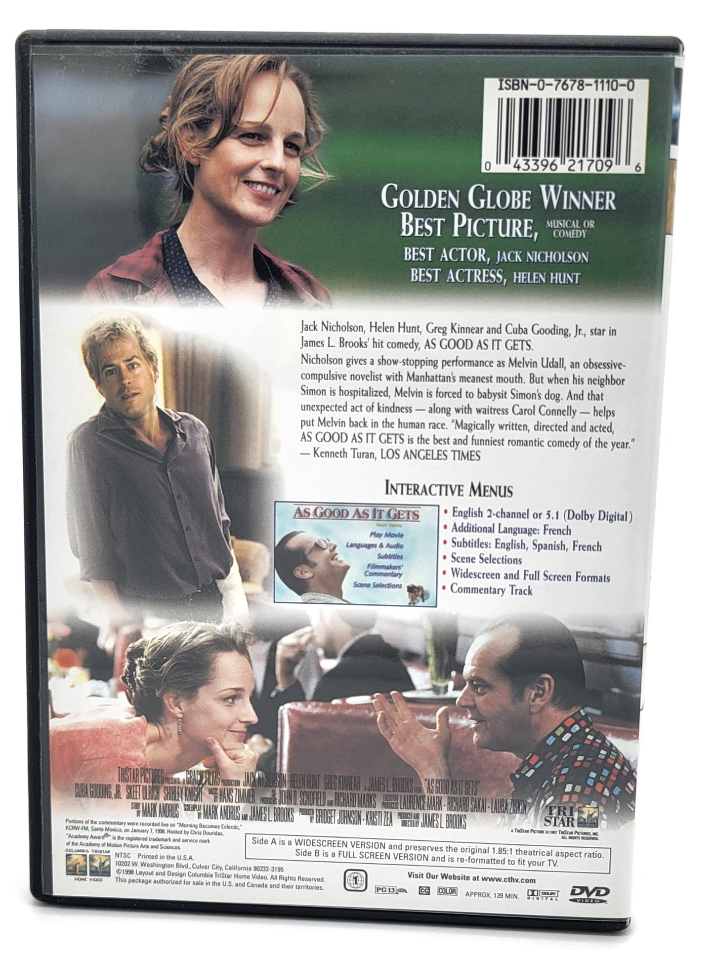 Sony Pictures Home Entertainment - As Good As it Gets | DVD | Widescreen - DVD - Steady Bunny Shop
