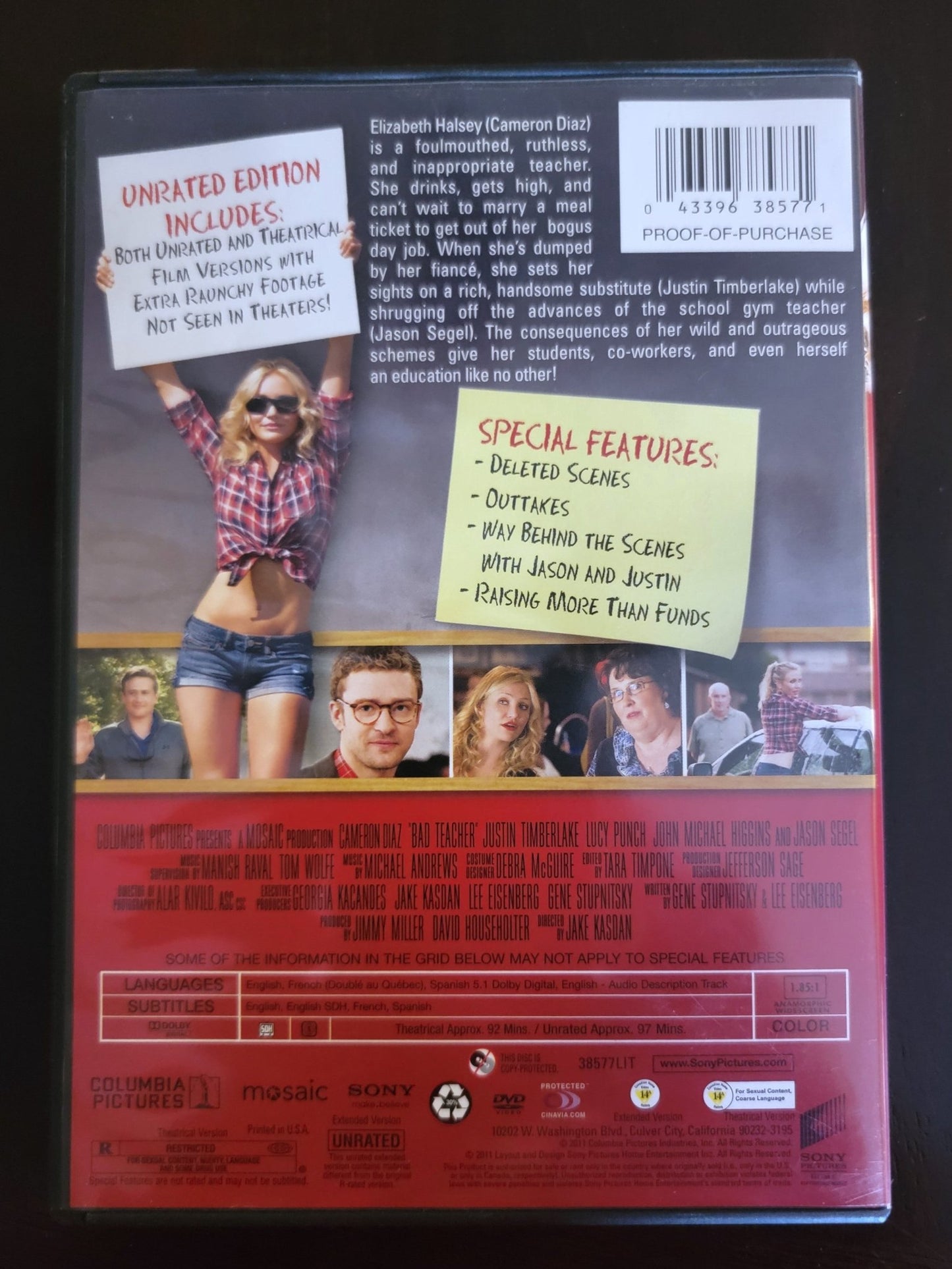 Columbia Pictures - Bad Teacher | DVD | Widescreen - Unrated Extra Footage Not Seen in Theaters & Theatrical Versions - DVD - Steady Bunny Shop
