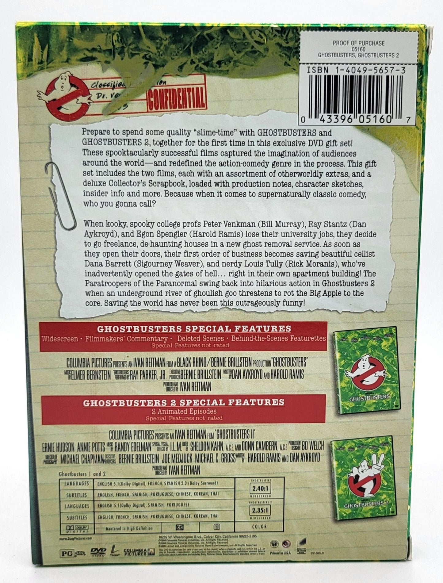 Sony Pictures Home Entertainment - Ghostbusters 1 & 2 | DVD | Double Feature Gift Set - With Ghostbuster Movie Scrapbook - DVD - Steady Bunny Shop