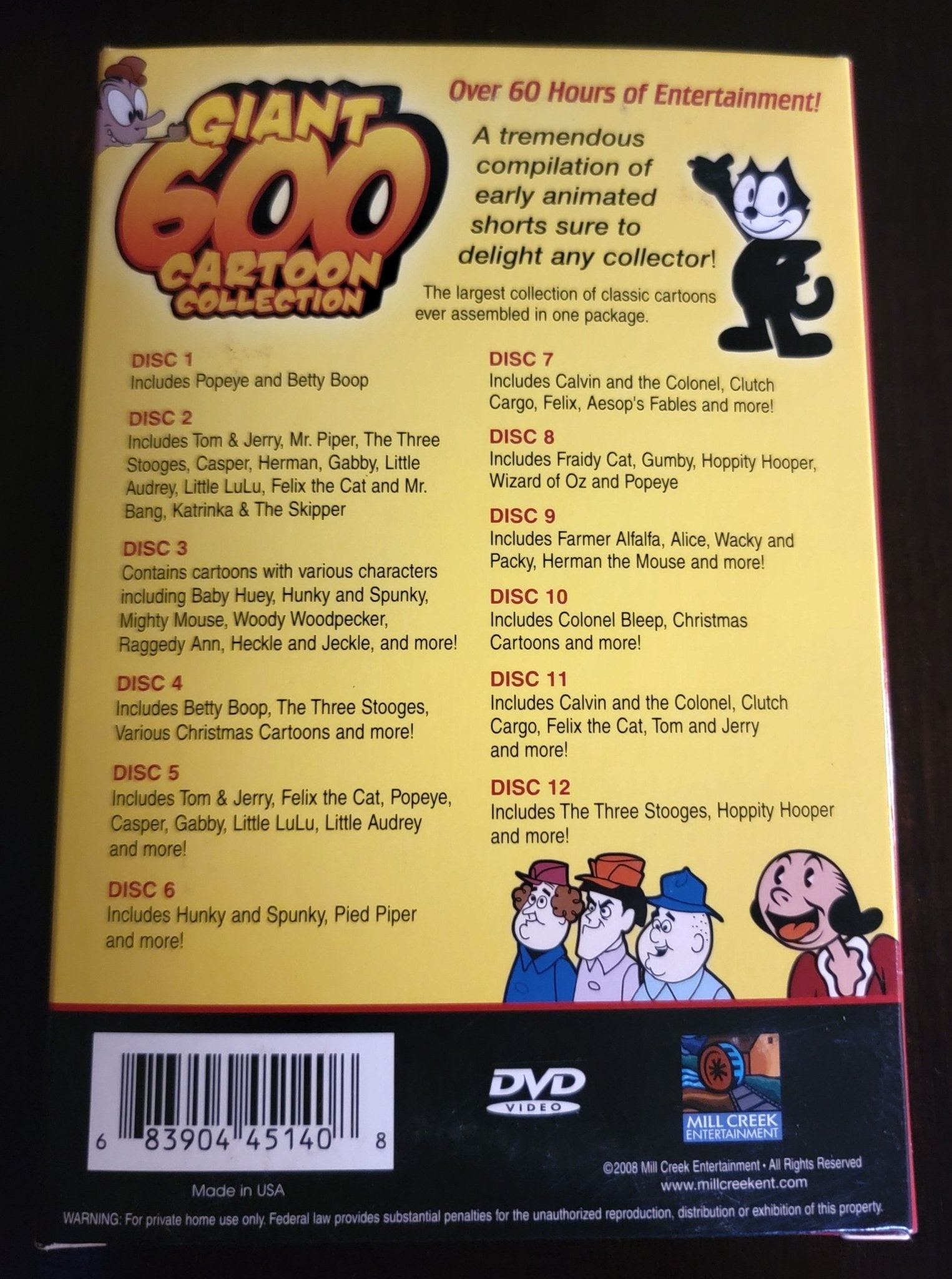 Mill Creek Entertainment - Giant 600 Cartoon Collection | DVD | Over 60 Hours of Entertainment - 12 Disk Set - DVD - Steady Bunny Shop
