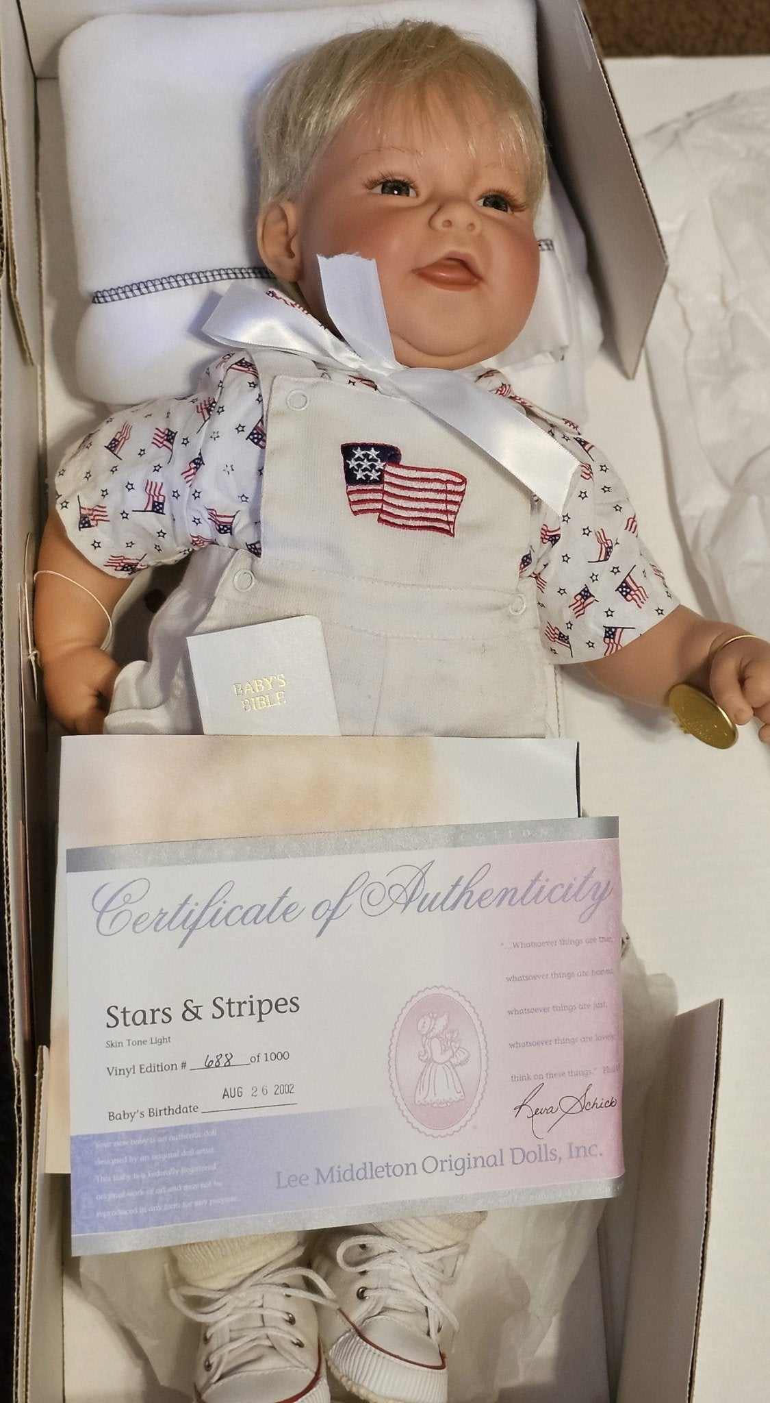 Lee Middleton Original Dolls, Inc - Lee Middleton Original Dolls | Artist Studio | Model 00795 Stars & Stripes | Vinyl Doll - Vinyl Doll - Steady Bunny Shop
