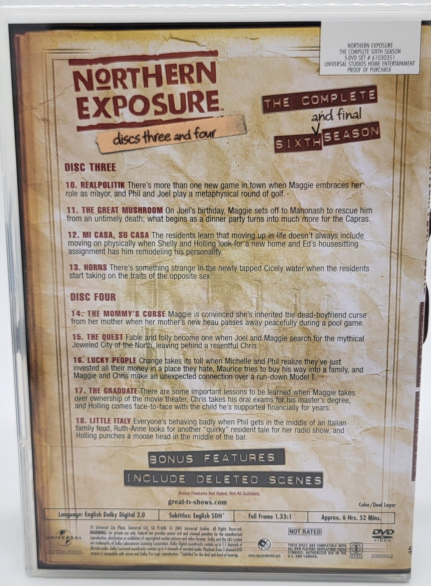 Universal Pictures Home Entertainment - Northern Exposure | DVD | The Complete 6 Season - DVD - Steady Bunny Shop