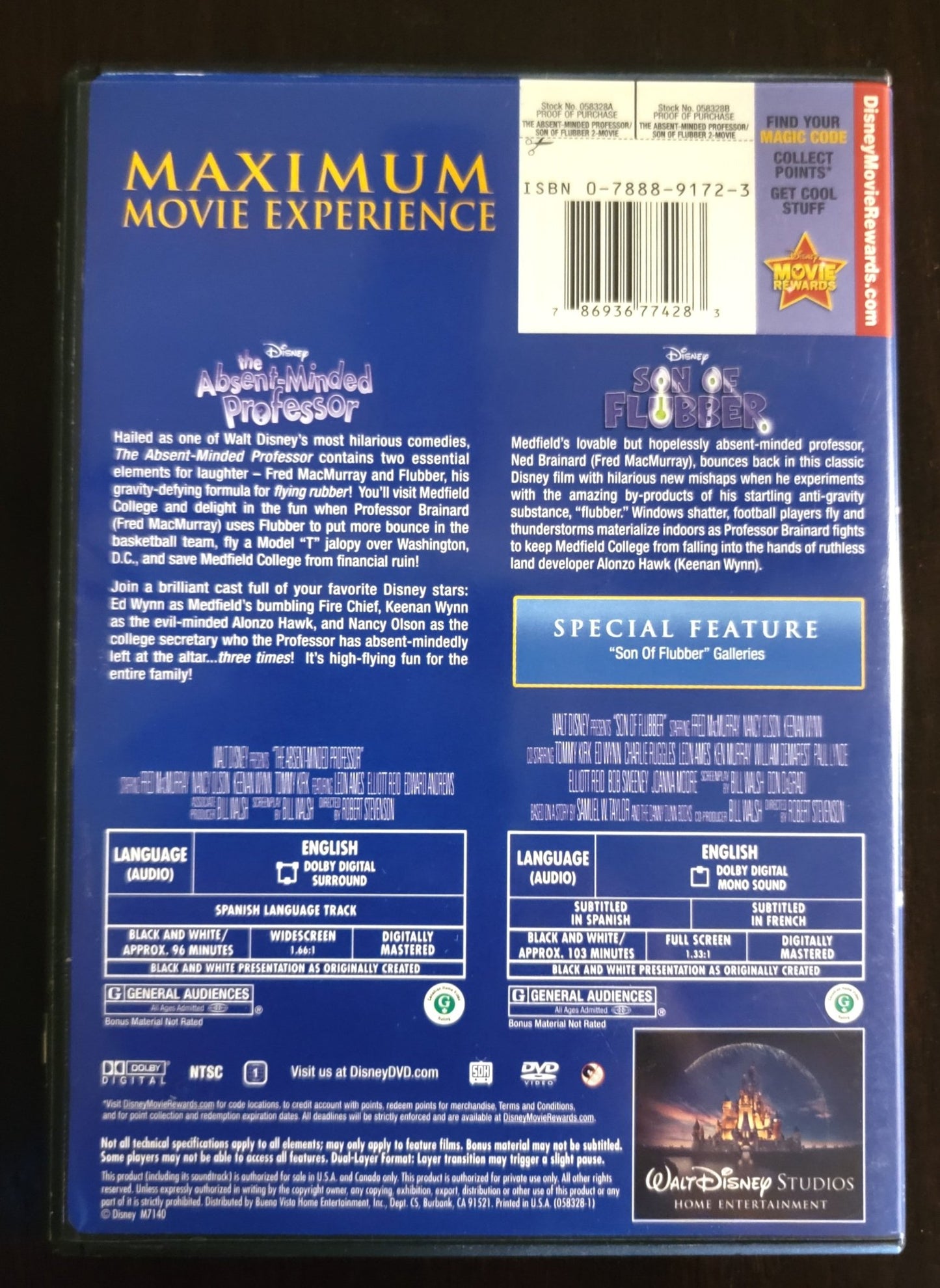 WALT DISNEY PICTURES - The Absent-Minded Professor & Son of Blubber | DVD| Double Feature 2 Disk Set - DVD - Steady Bunny Shop