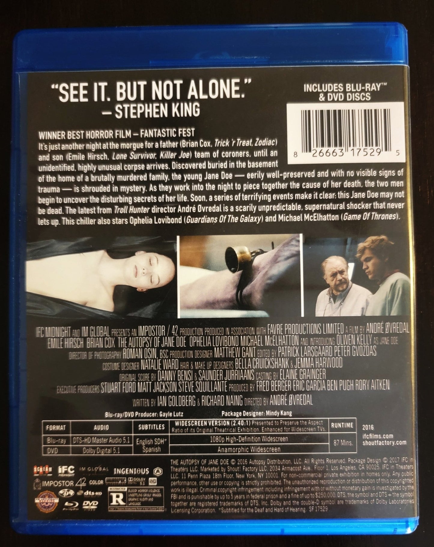 Lionsgate Home Entertainment - The Autopsy of Jane Doe | Blu-ray & DVD | Widescreen - Blu-ray - Steady Bunny Shop