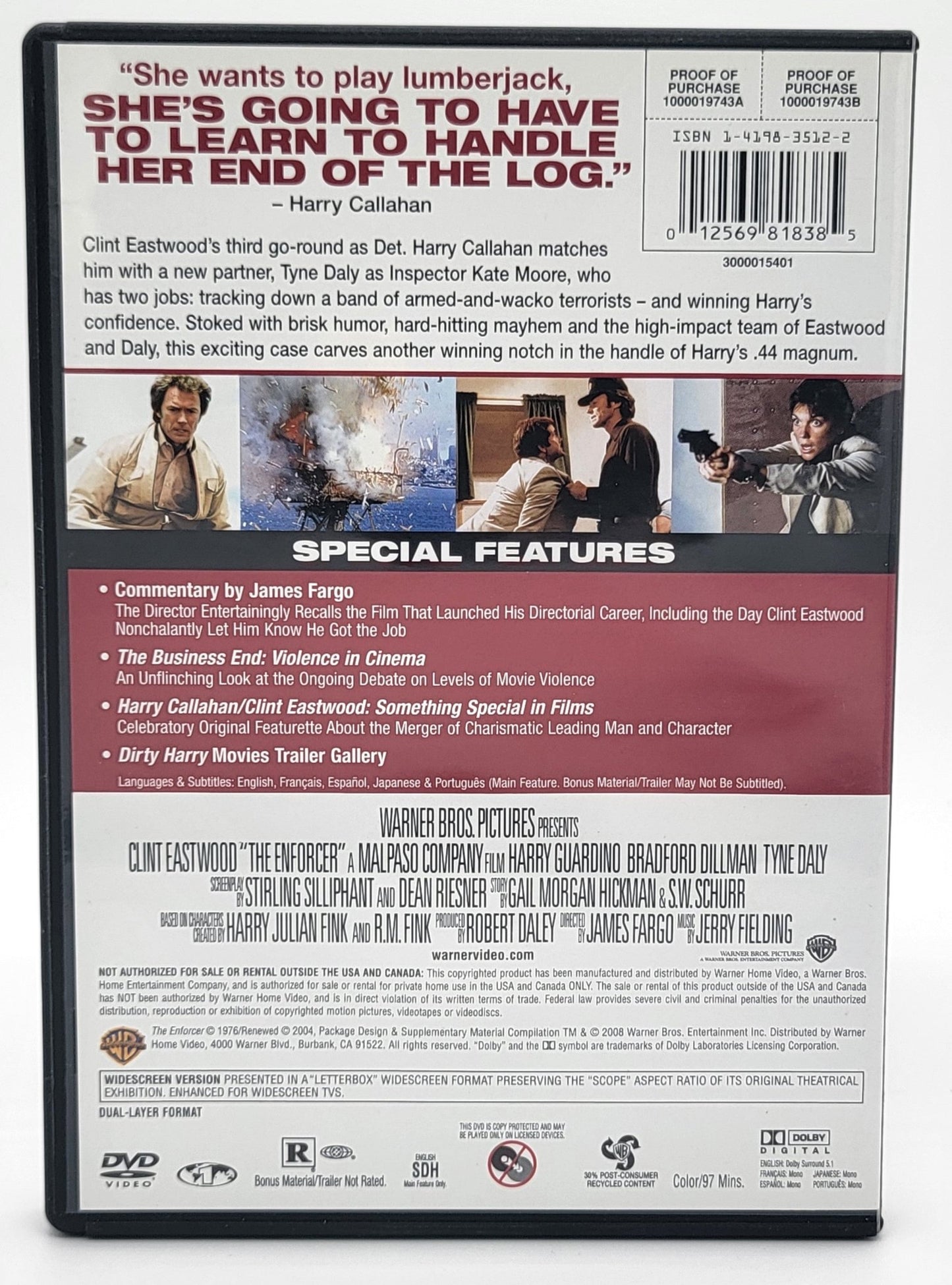 Warner Brothers - The Dirty Harry Collection - The Enforcer - Clint Eastwood | DVD | Widescreen Deluxe Edition - DVD - Steady Bunny Shop