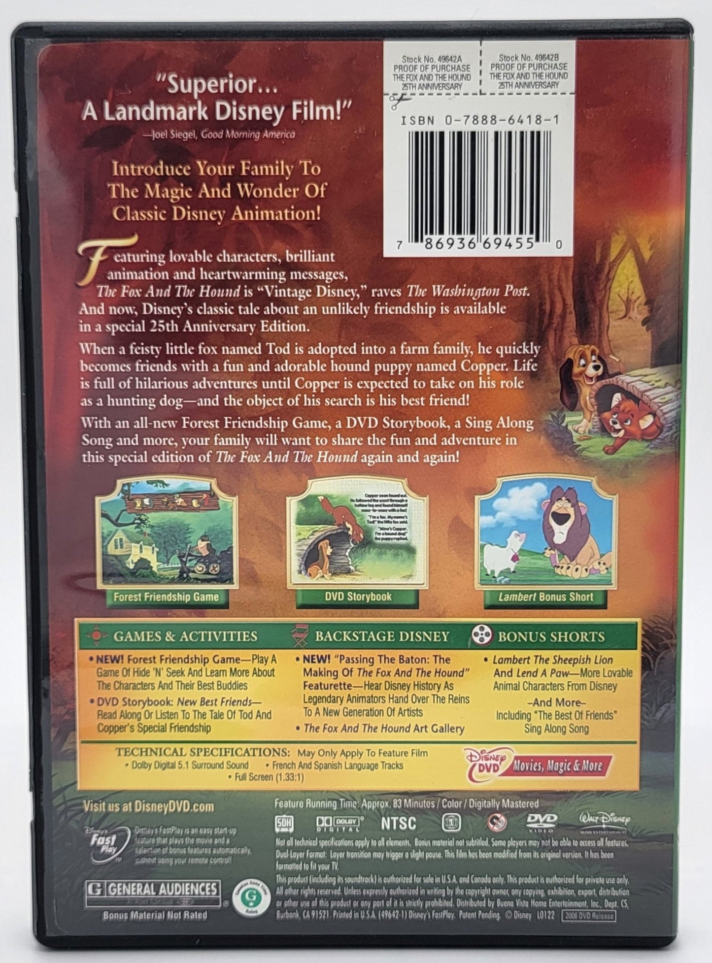 Walt Disney Home Entertainment - The Fox and the Hound - 25th Anniversary | DVD | Full screen - DVD - Steady Bunny Shop