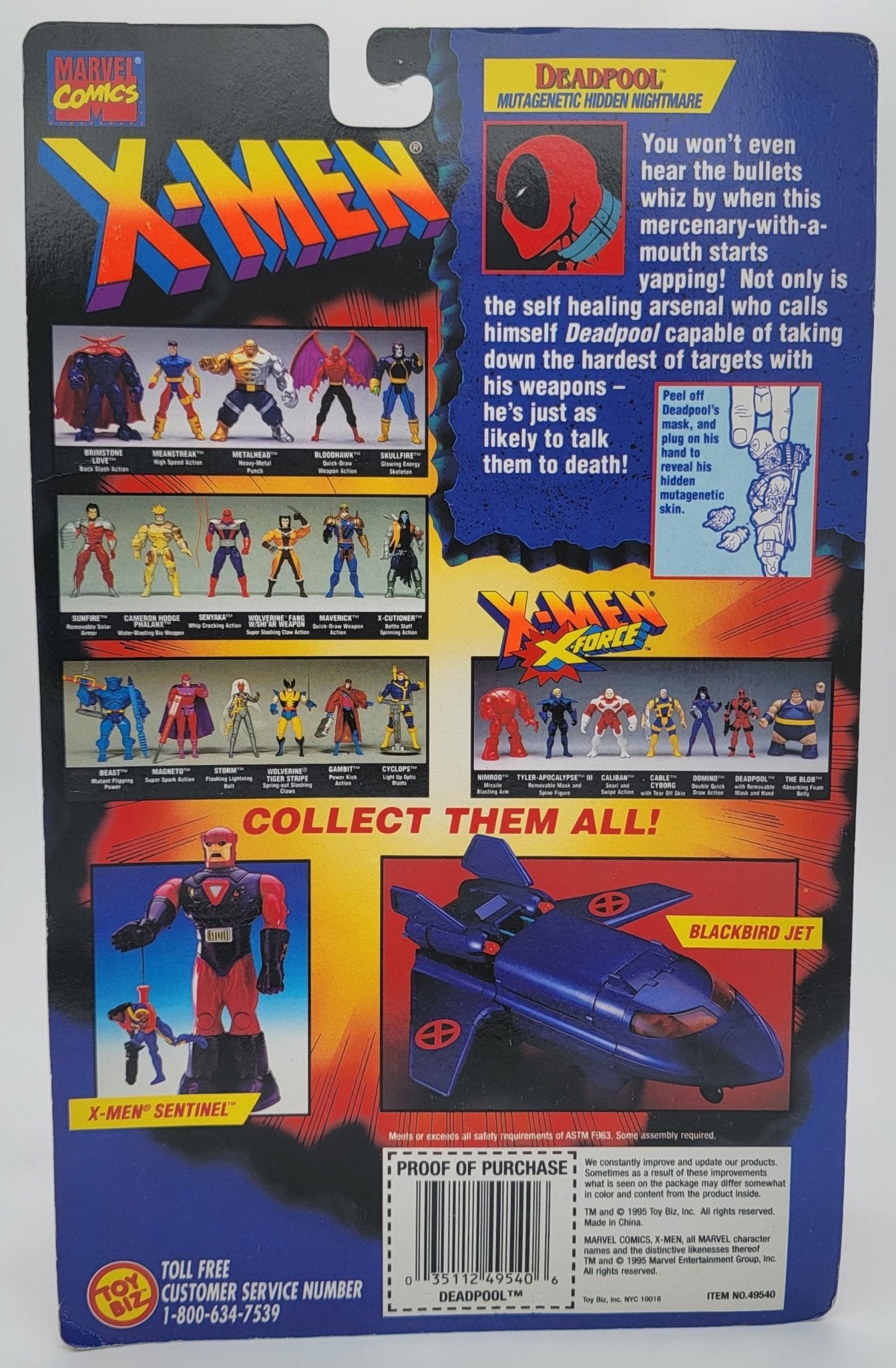 Toy Biz - Toy Biz | X-Men X-Force Deadpool 1995 with Collectible Trading Card | Vintage Marvel Action Figure - Action Figures - Steady Bunny Shop