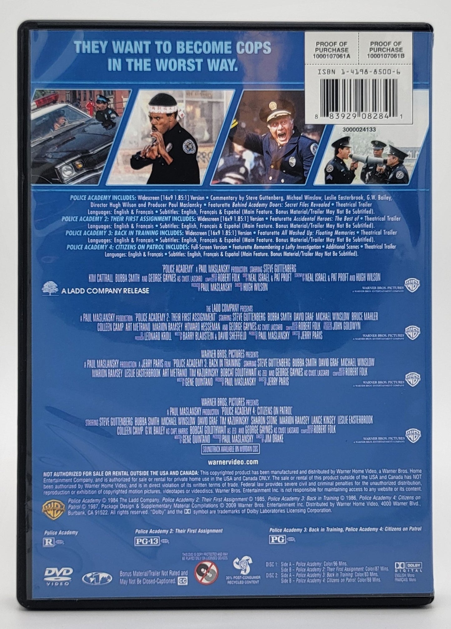 Warner Brothers - 4 Film Favorites - Police Academy 1 - 4 Collection | DVD | 3 Disc Set - DVD - Steady Bunny Shop