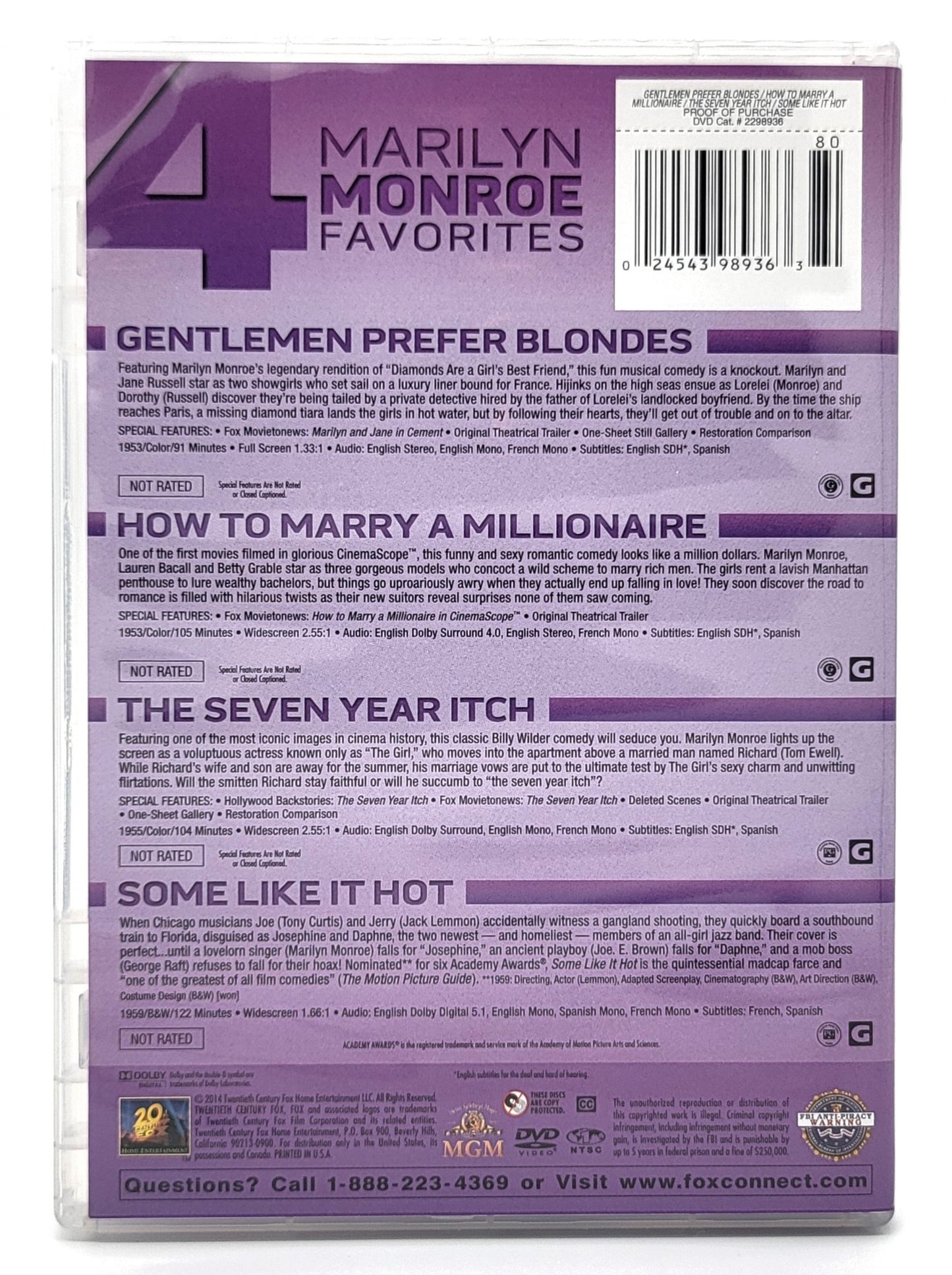20th Century Fox Home Entertainment - 4 Marilyn Monroe Favorites | DVD | Widescreen - 4 Disc - DVD - Steady Bunny Shop