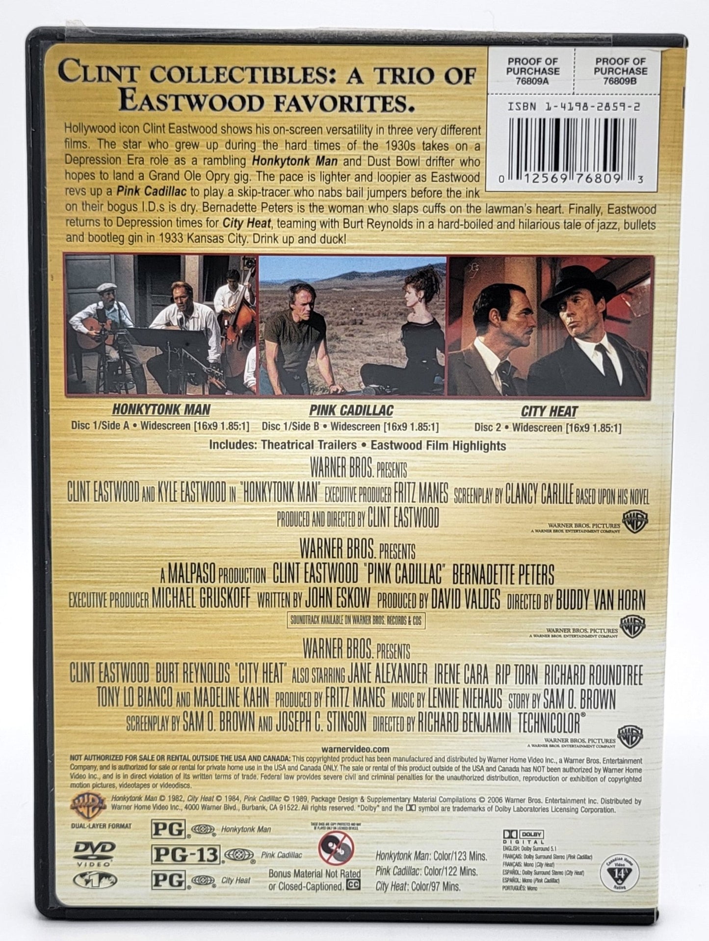 Warner Brothers - Clint Eastwood - Triple Feature / Honkytonk Man, Pink Cadillac, City Heat | DVD | 2 Disc Set - DVD - Steady Bunny Shop