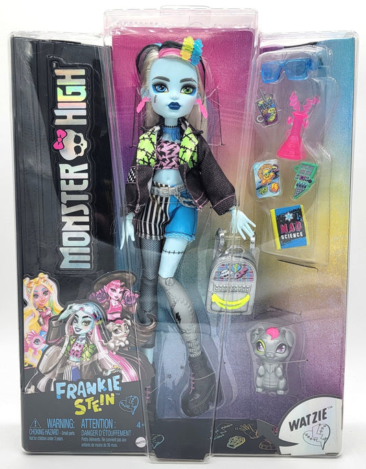Mattel - Frankie Stein Monster High with pet Watzie & Accessories - 2024 - Active Figure - Steady Bunny Shop