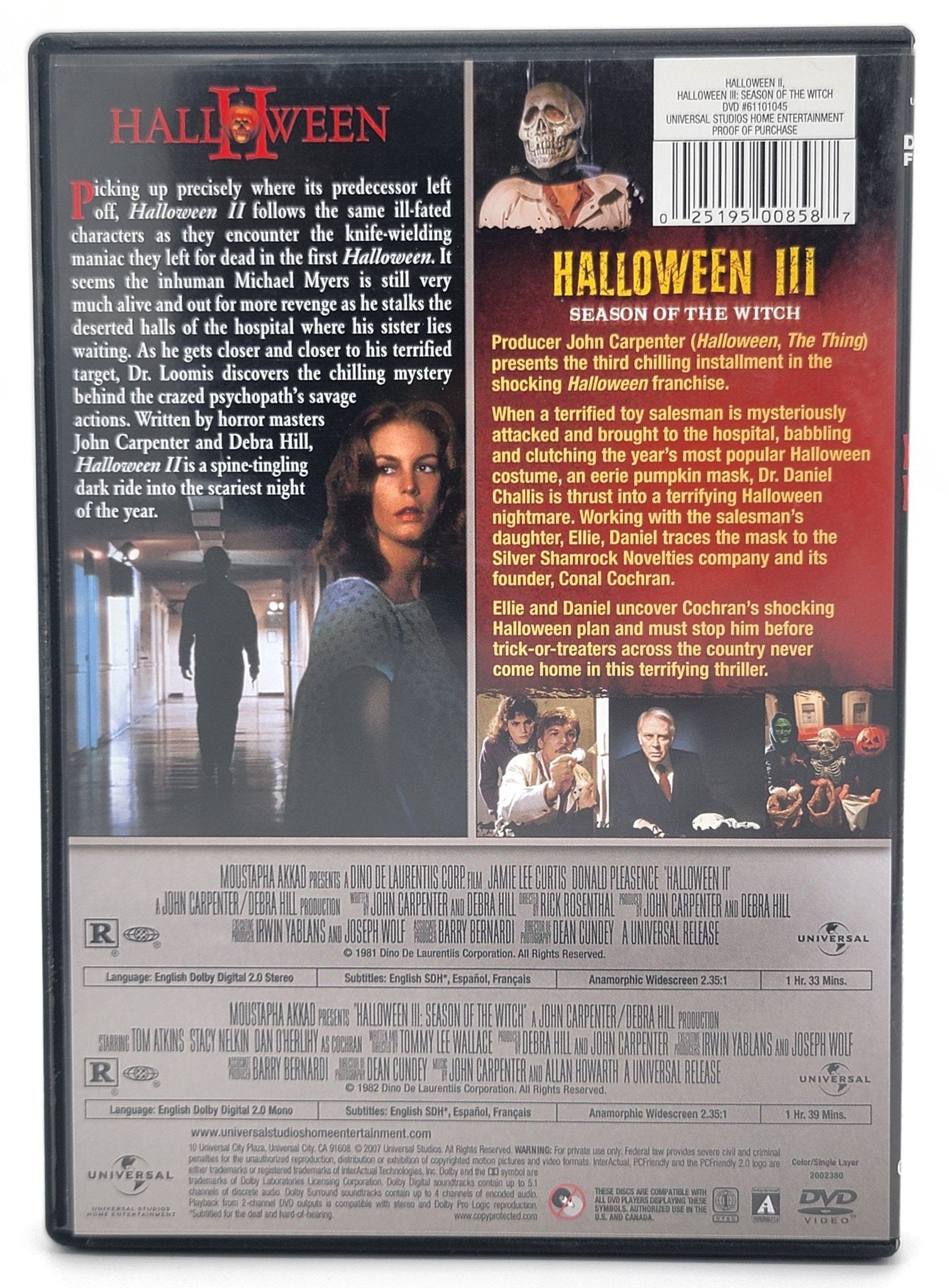 Universal Studios Home Entertainment - Halloween II & Halloween III Season of the Witch - Double Feature | DVD | 2 Disc Set - DVD - Steady Bunny Shop