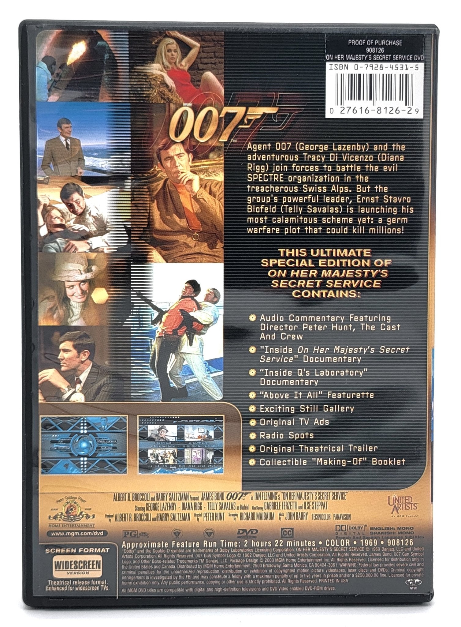 ‎ MGM Home Entertainment - James Bond 007 - On Her Majesty's Secret Service 2000 | DVD | Special 007 Edition - DVD - Steady Bunny Shop