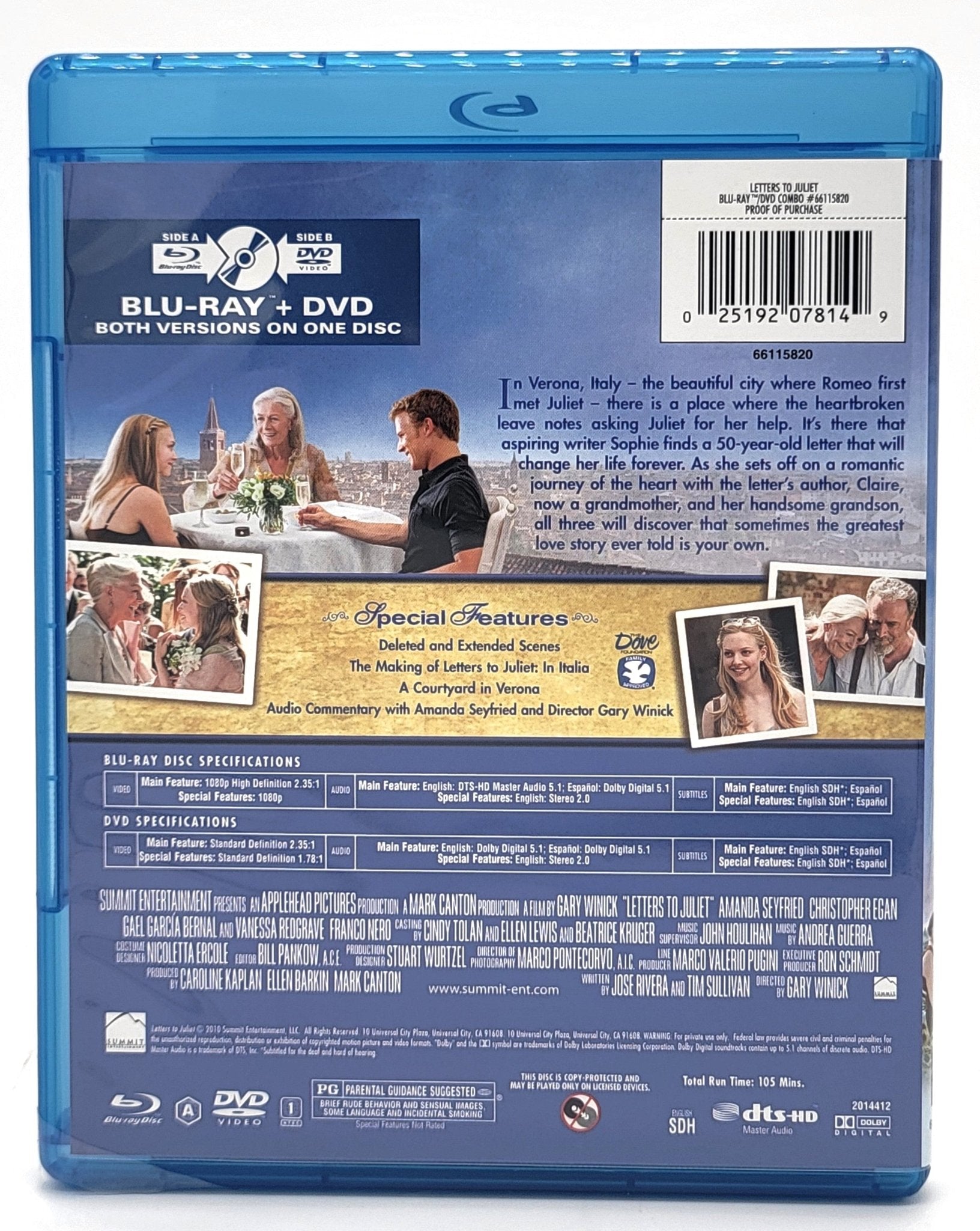Summit Entertainment - Letters to Juliet | Blu Ray + DVD - DVD & Blu-ray - Steady Bunny Shop