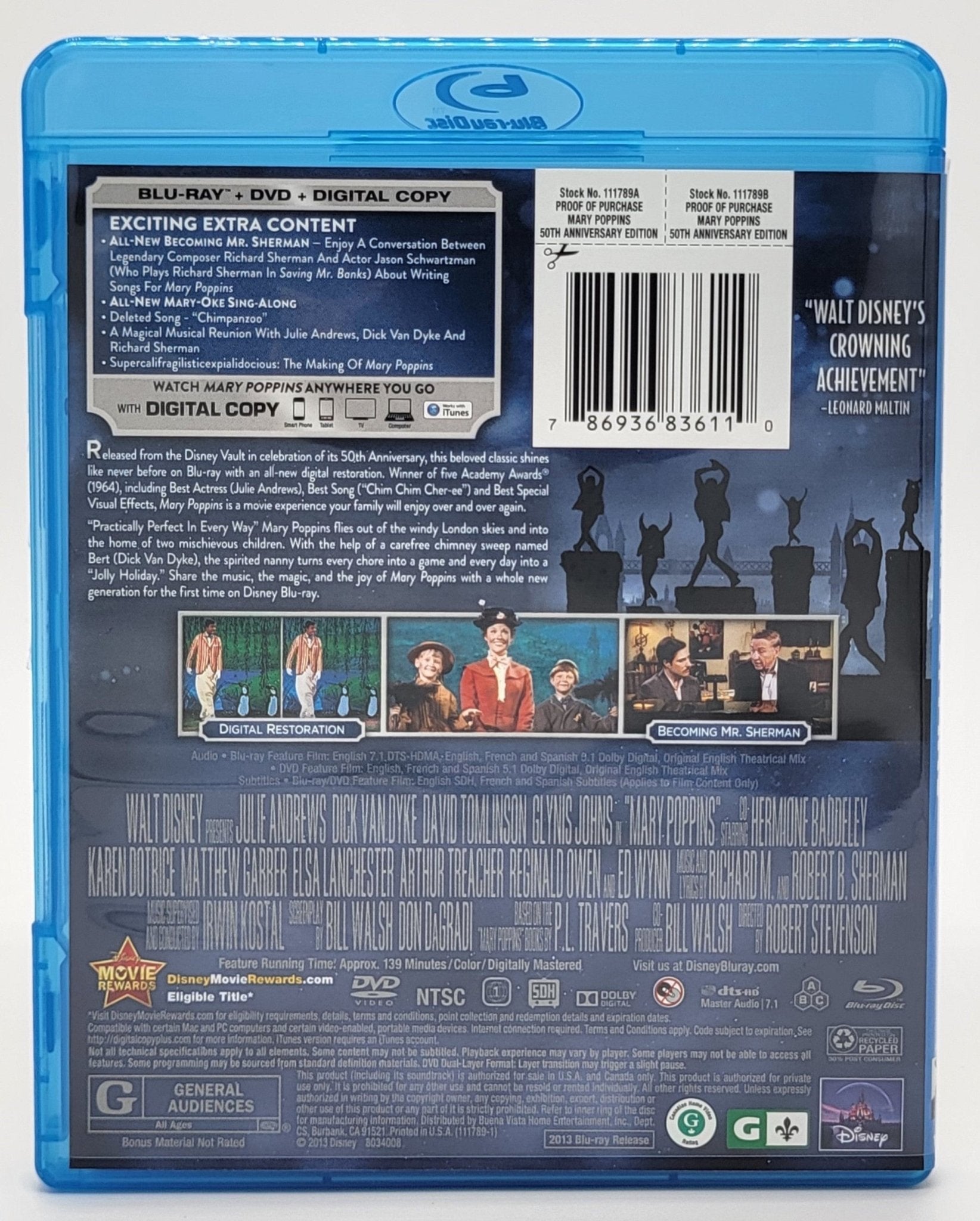Walt Disney Home Entertainment - Mary Poppins - 50th Anniversary Edition 1968 | Blu Ray & DVD - No Digital Copy - DVD & Blu-ray - Steady Bunny Shop