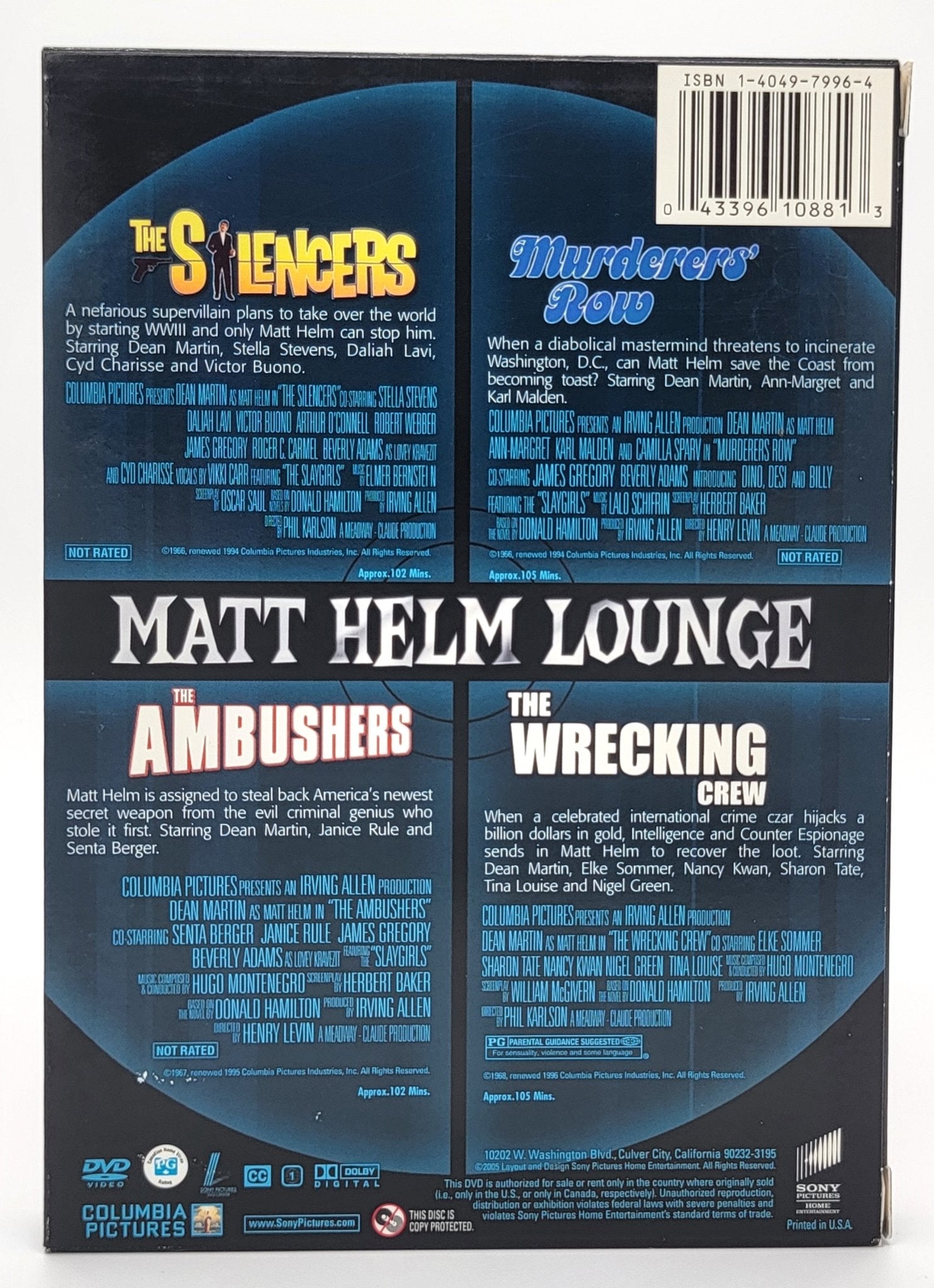 Sony Pictures Home Entertainment - Matt Helm Lounge -Dean Martin is Matt Helm | DVD | 4 Movies - 4 Disc Set - DVD - Steady Bunny Shop