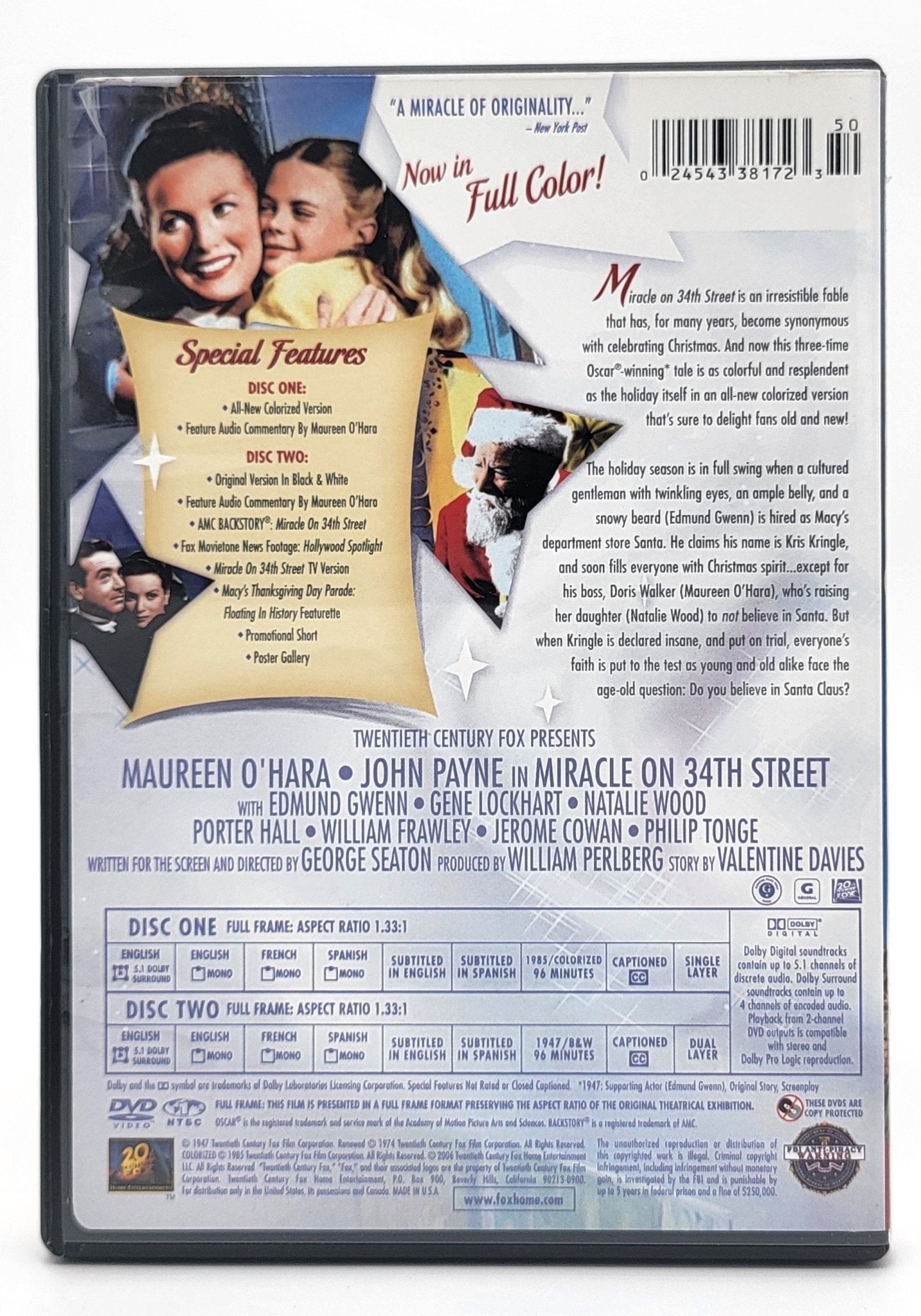20th Century Fox Home Entertainment - Miracle on 34th Street - 1947 | DVD | 2 Disc Set - DVD - Steady Bunny Shop