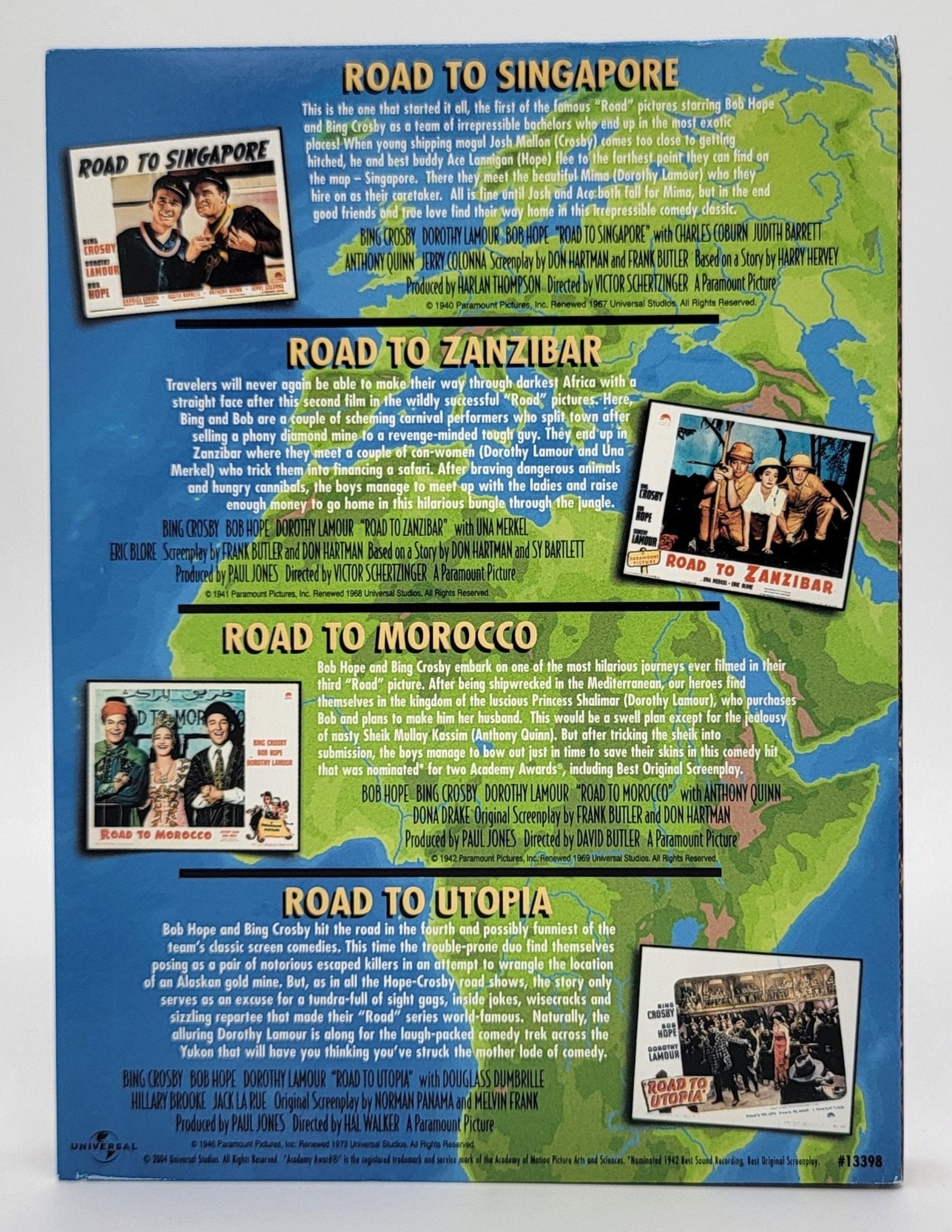 Universal Studios Home Entertainment - On The Road with Bob Hope & Bing Crosby |Road to Morocco, Road to Zanzibar, Road to Utopia & Road to Singapore | DVD - The Franchise Collection - DVD - Steady Bunny Shop