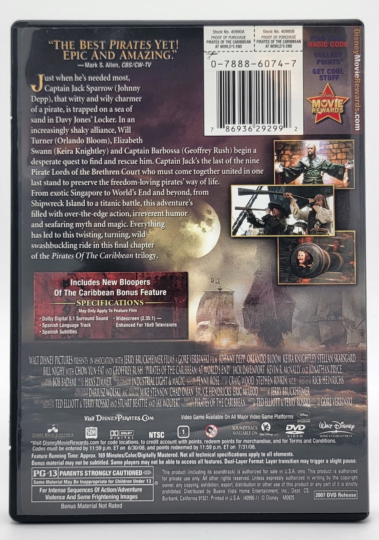 Walt Disney Studios Home Entertainment - Pirates of the Caribbean 3 - At World's End | DVD | Widescreen - DVD - Steady Bunny Shop