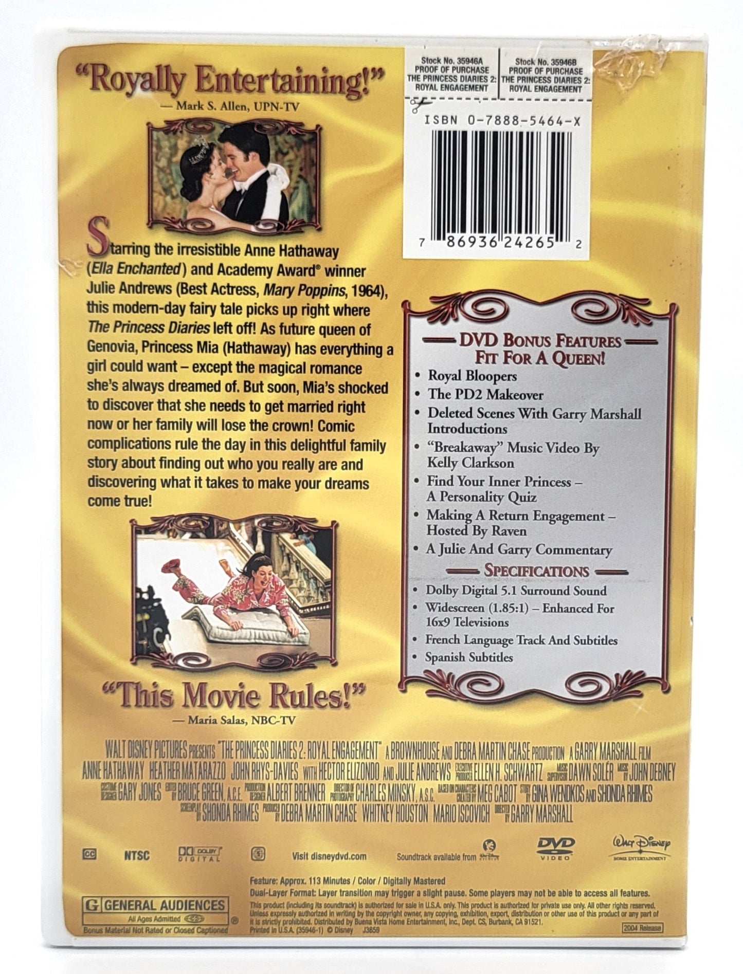 WALT DISNEY PICTURES - Princess Diaries 2 Royal Engagement | DVD | Widescreen - DVD - Steady Bunny Shop