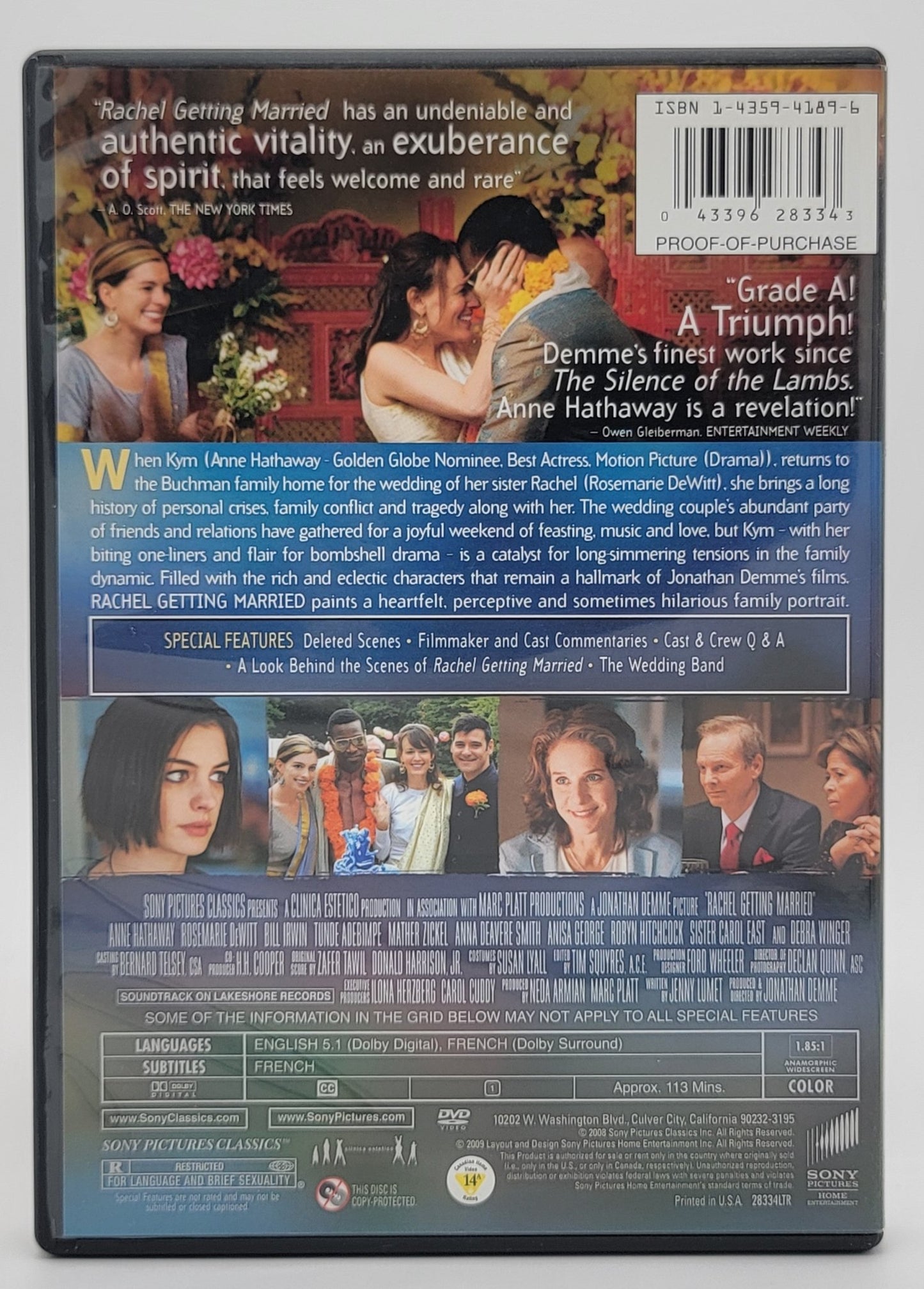 Sony Pictures Entertainment - Rachel Getting Married | DVD | Widescreen - DVD - Steady Bunny Shop