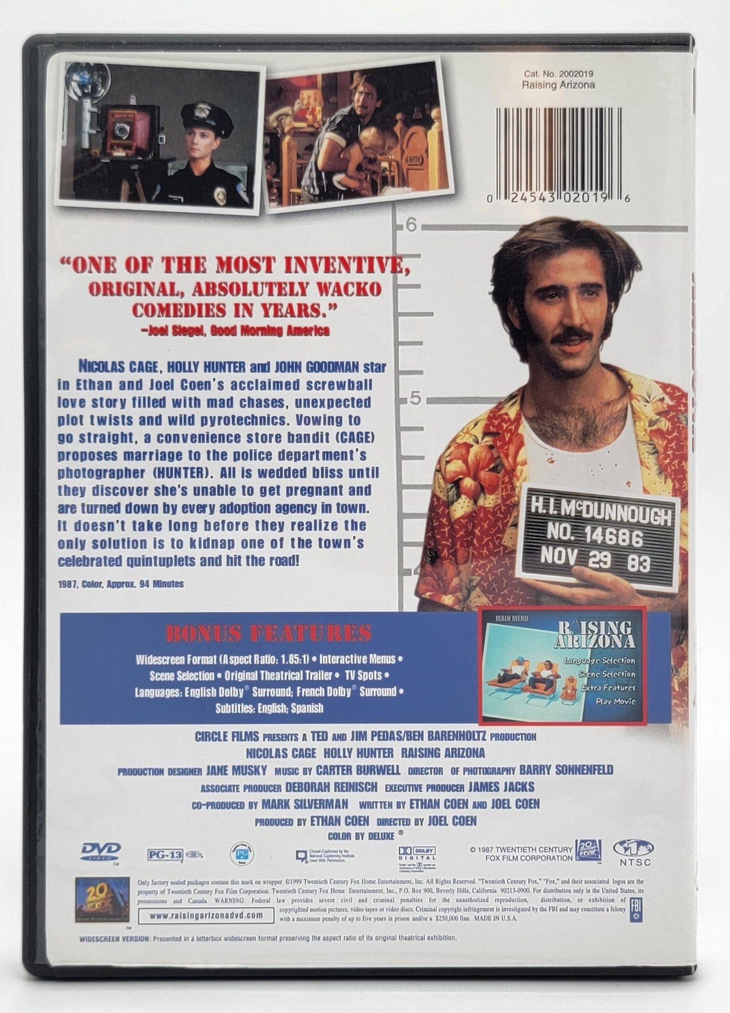 20th Century Fox Home Entertainment - Raising Arizona | DVD | Widescreen - DVD - Steady Bunny Shop