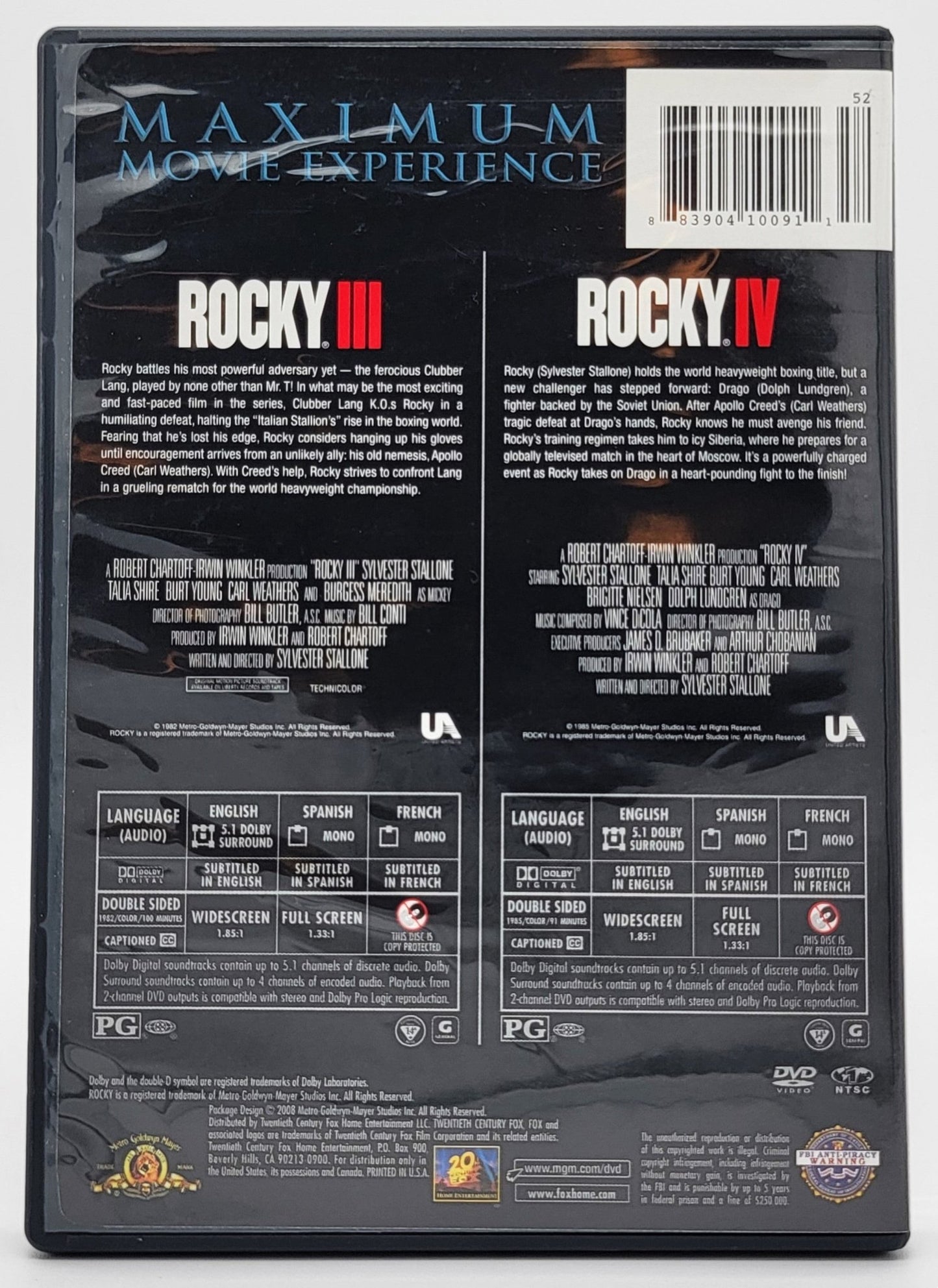 ‎ MGM Home Entertainment - Rocky III & Rocky IV - Double Feature 2 Disc Set | DVD | Full Screen - DVD - Steady Bunny Shop