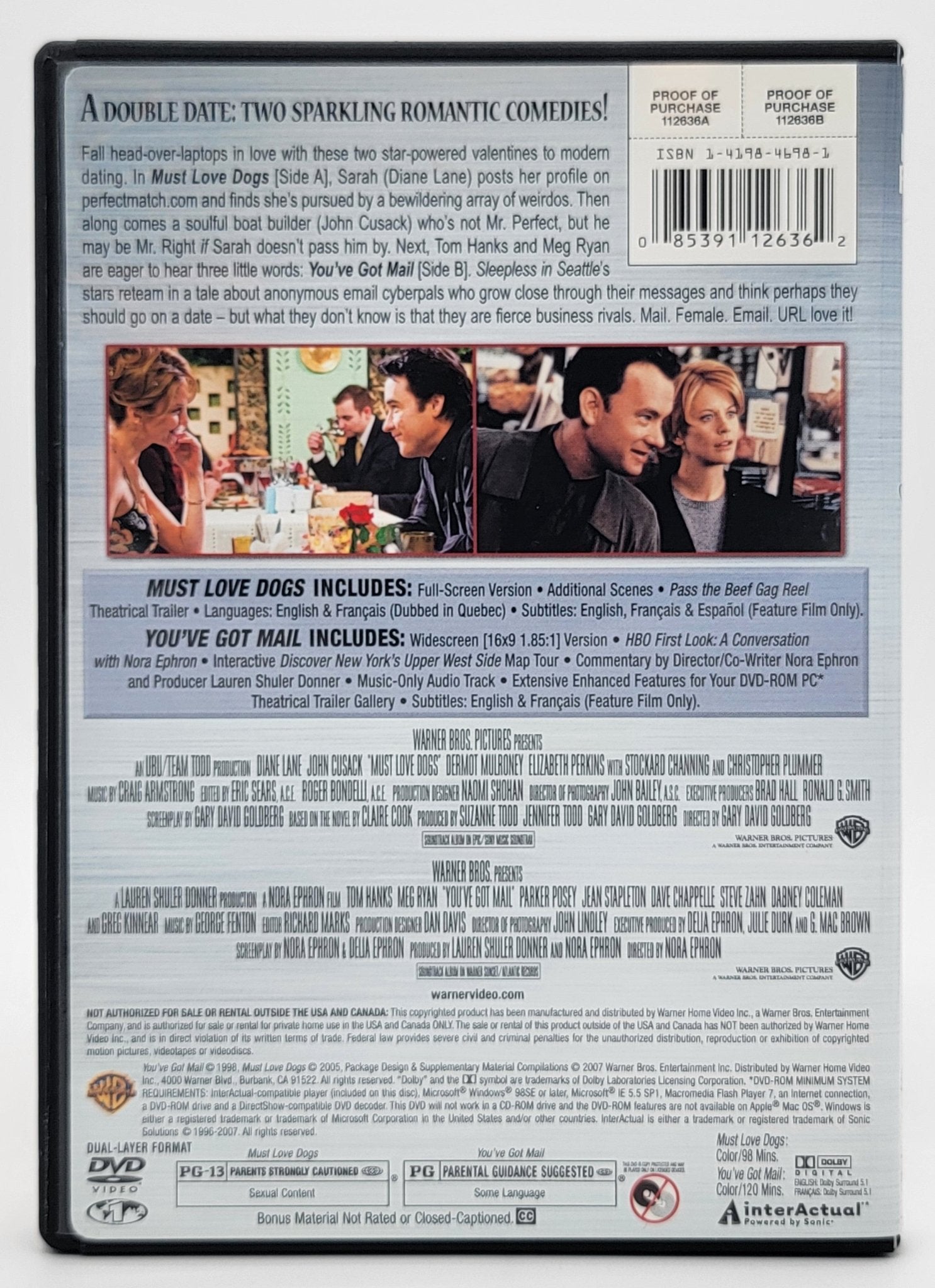 Warner Brothers - Romance Double Feature - Must Love Dogs & & You've Got Mail | DVD | - DVD - Steady Bunny Shop