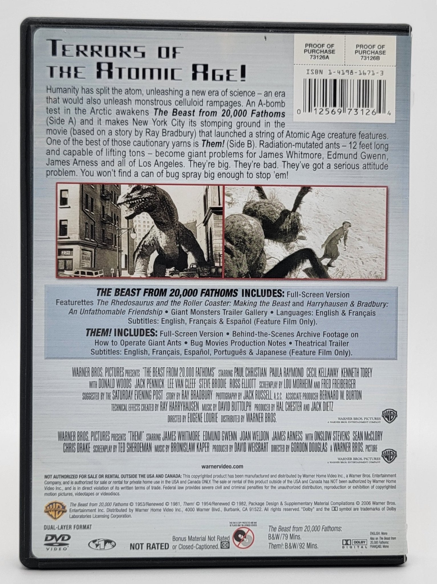 Warner Brothers - SCI - FI Double Feature | DVD | The Best from 20,000 Fathoms & THEM | Full Screen - DVD - Steady Bunny Shop