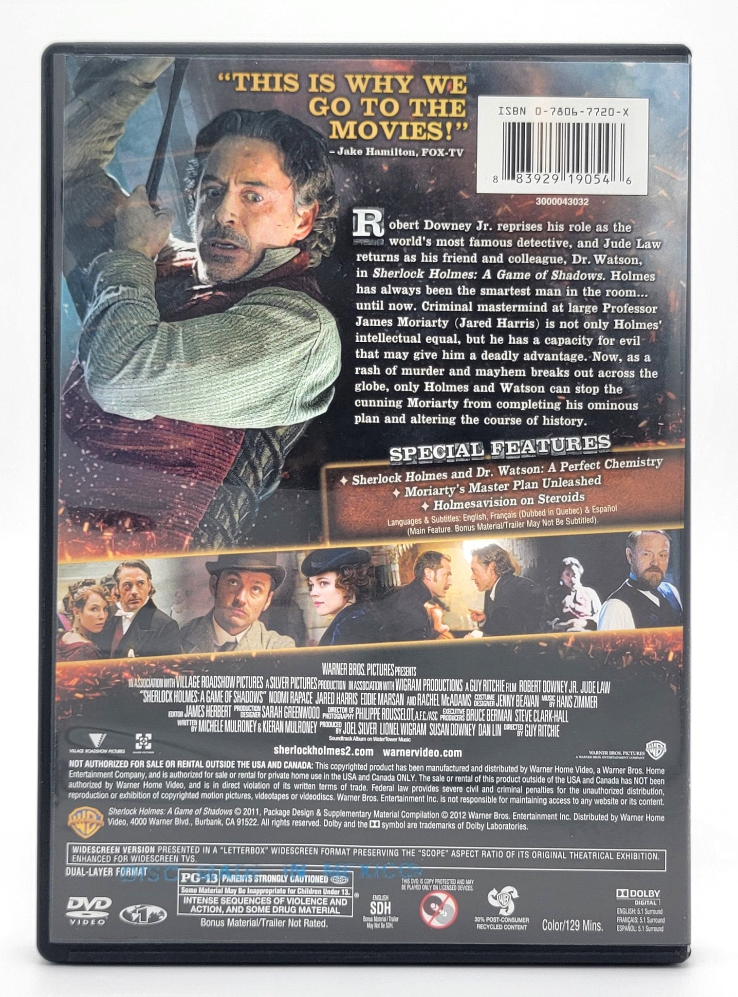 Warner Brother Family Entertainment - Sherlock Holmes - A Game of Shadows | DVD | Widescreen - DVD - Steady Bunny Shop